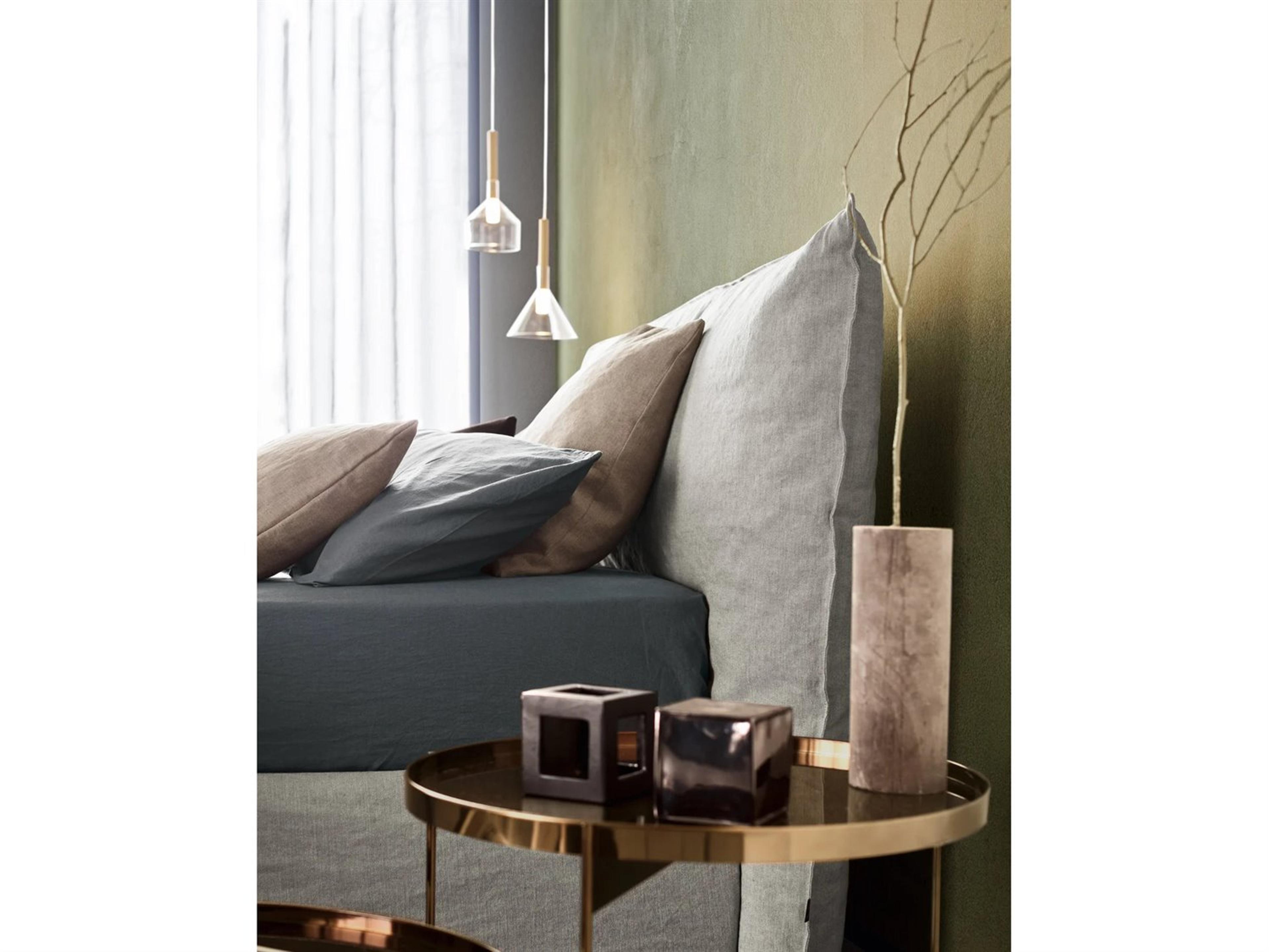 Pianca Piumoto King Size Bed 91" Light Grey Lima