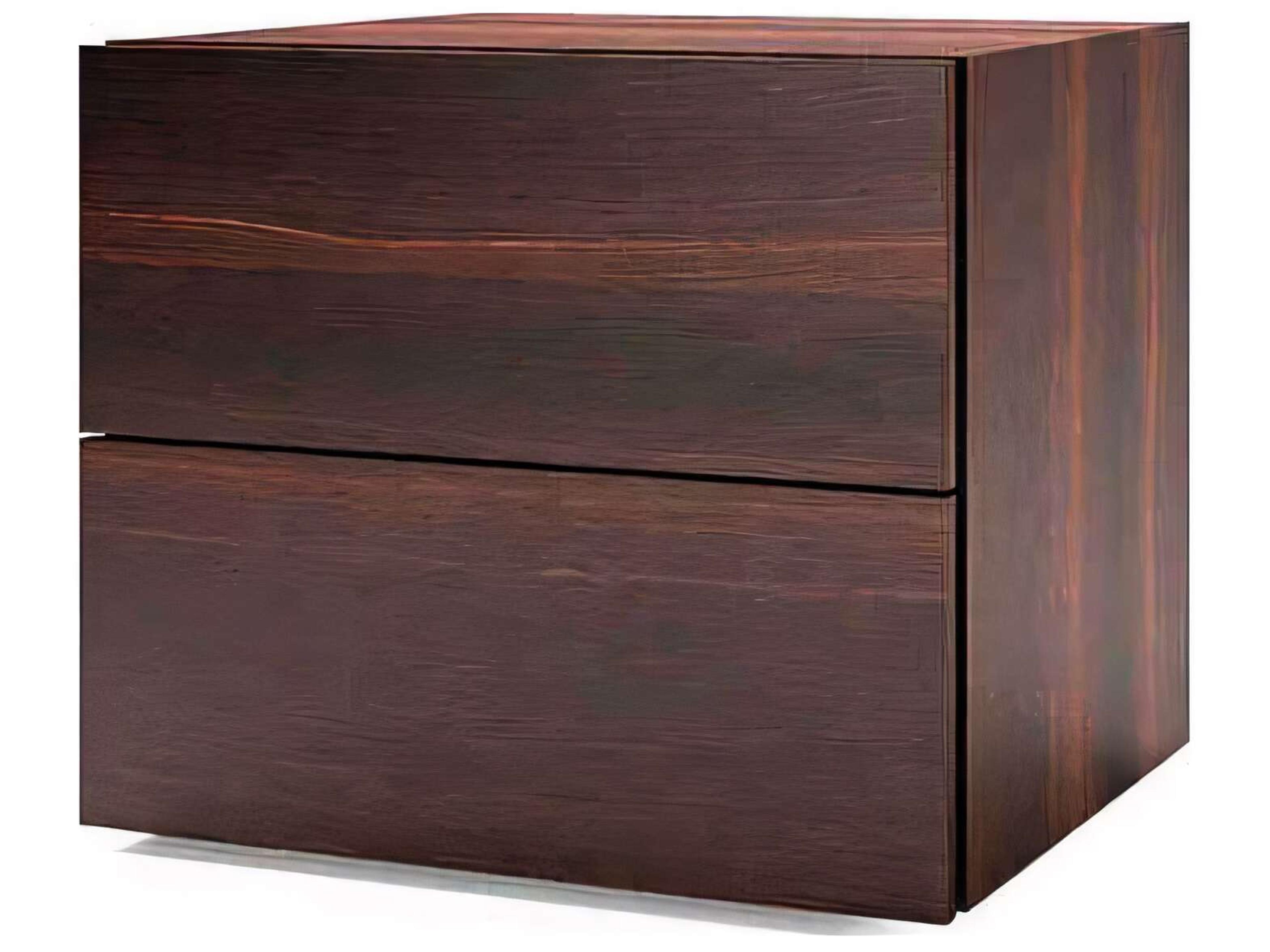 People 2-Drawers Brown Oak Wood Nightstand