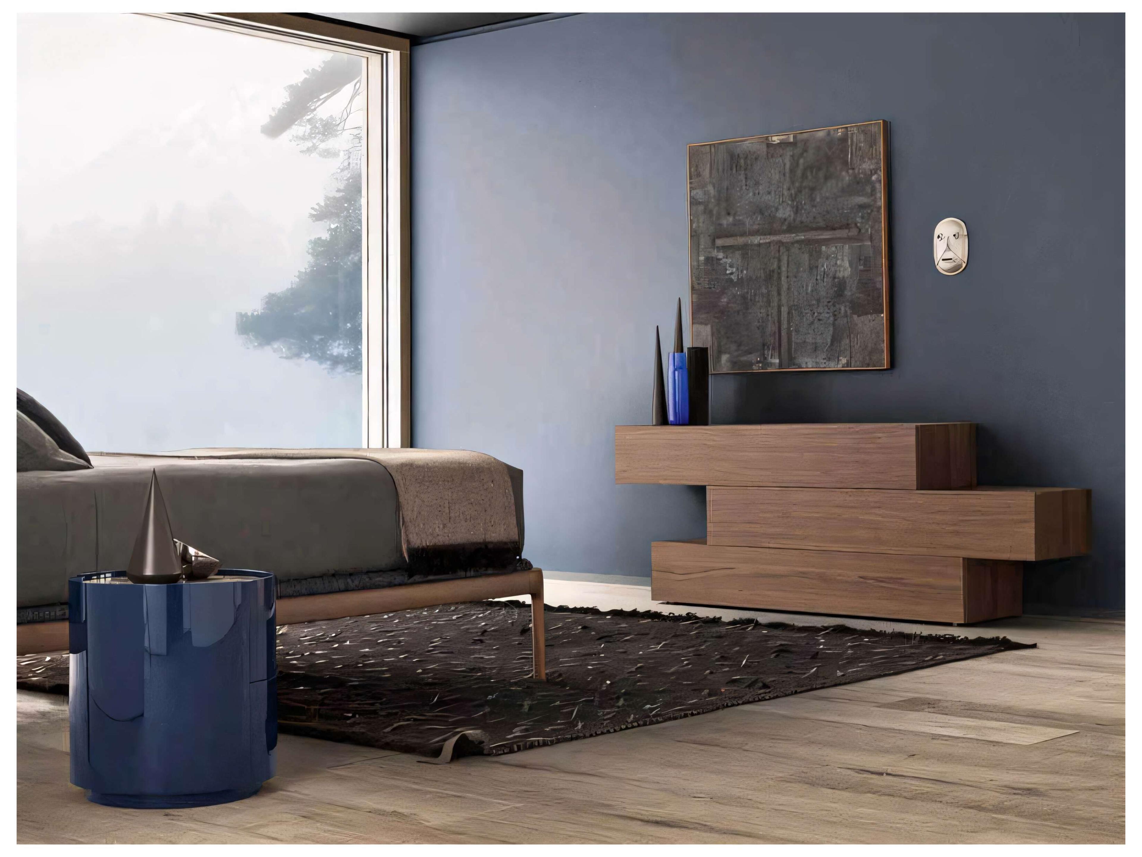 Pianca Dedalo 2-Drawers Blue Nightstand