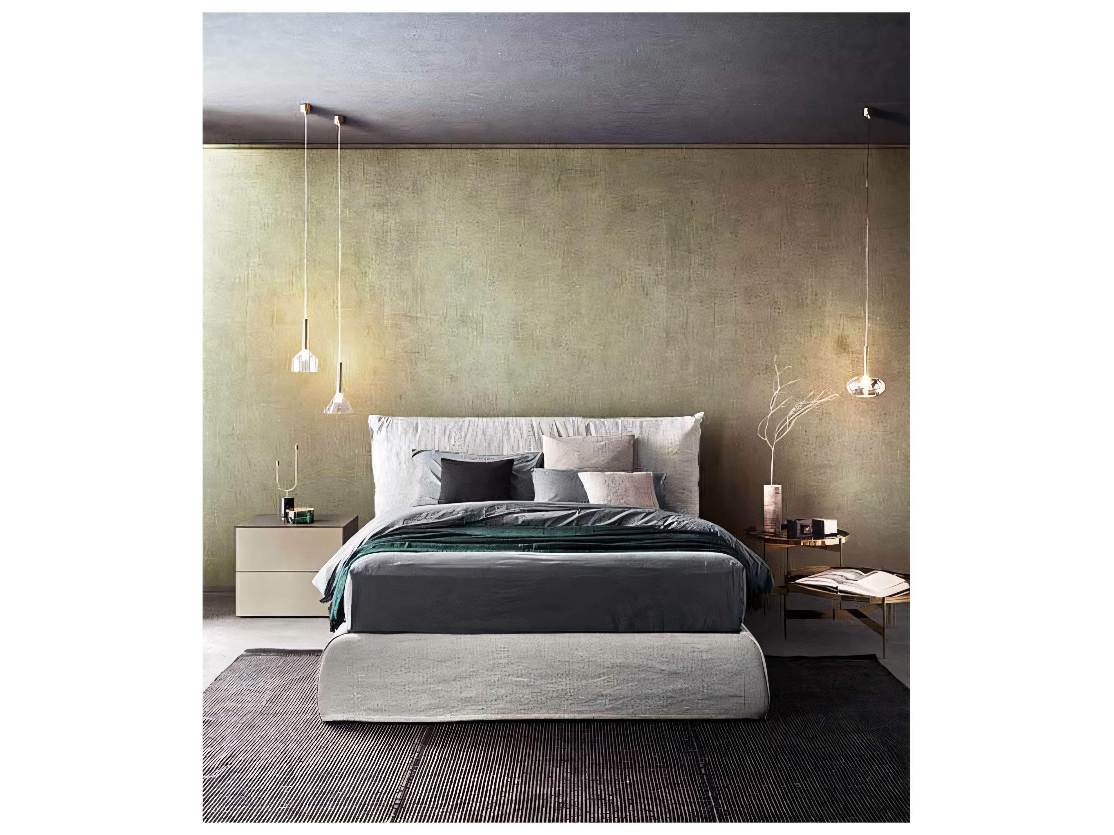 Pianca Piumotto Beige Upholstered Queen Platform Bed