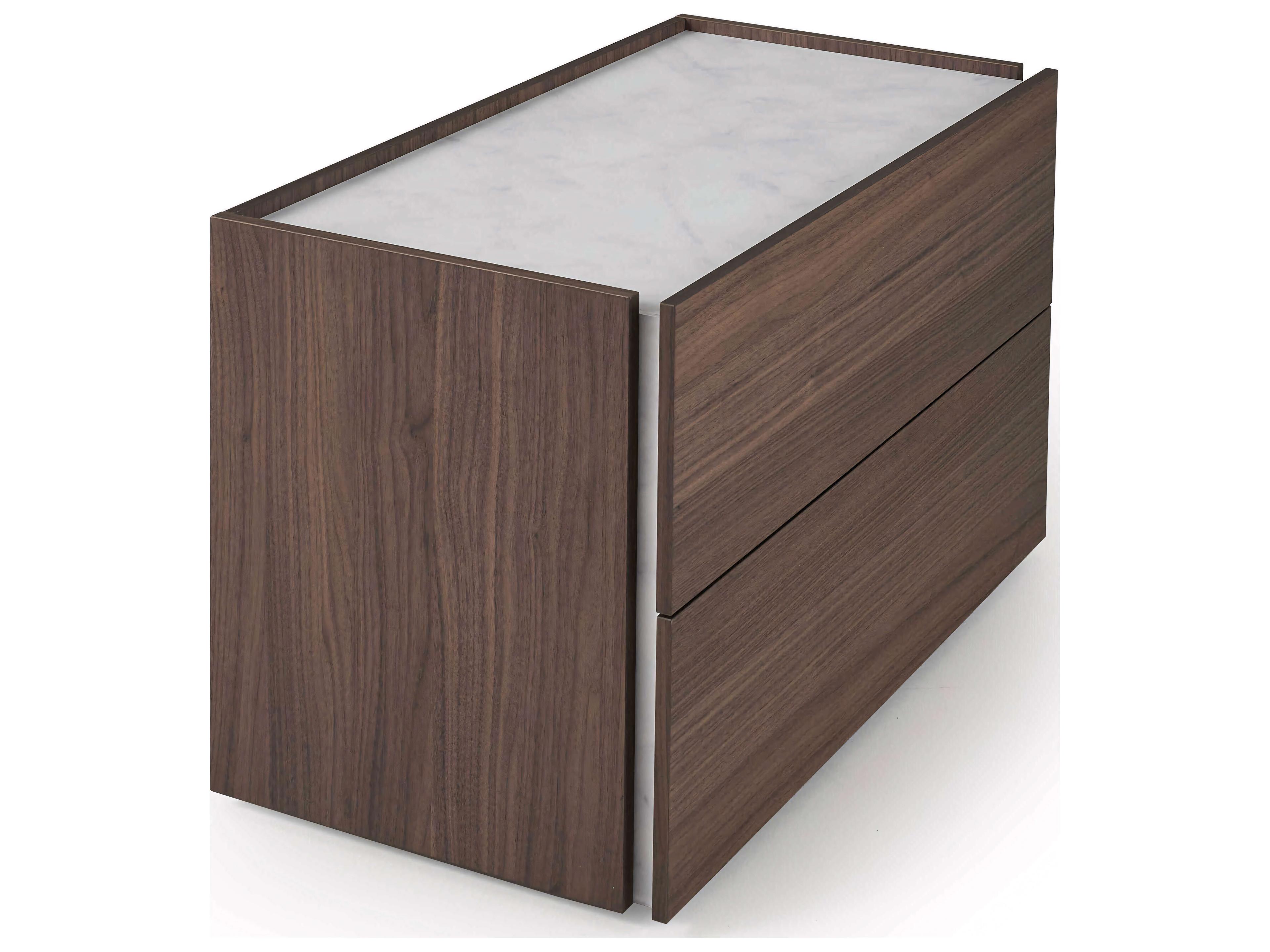 Atlante 2-Drawers Brown Walnut Wood Nightstand