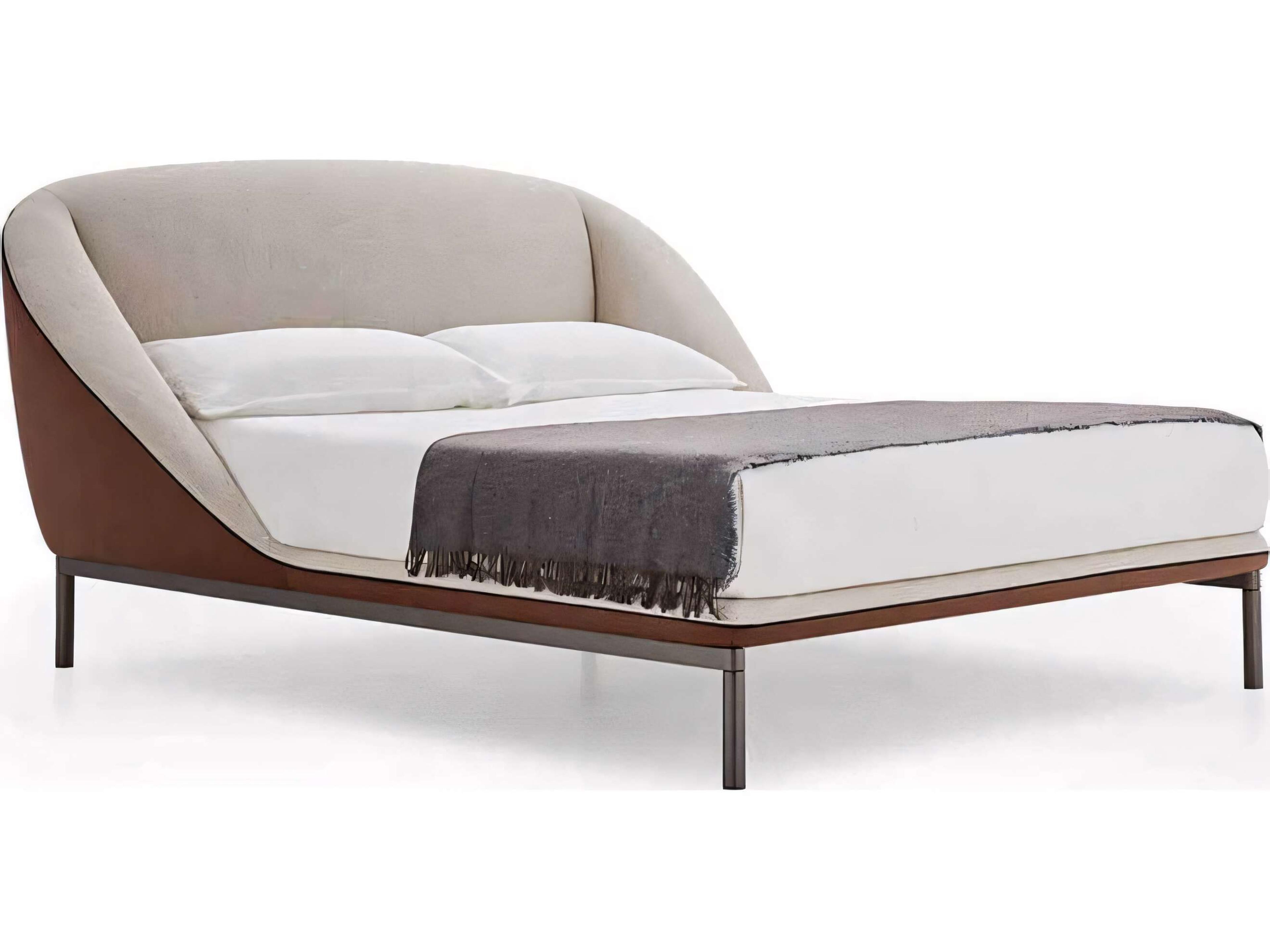 Pianca Domenica Beige Brown Titanium Gray Upholstered King Panel Bed