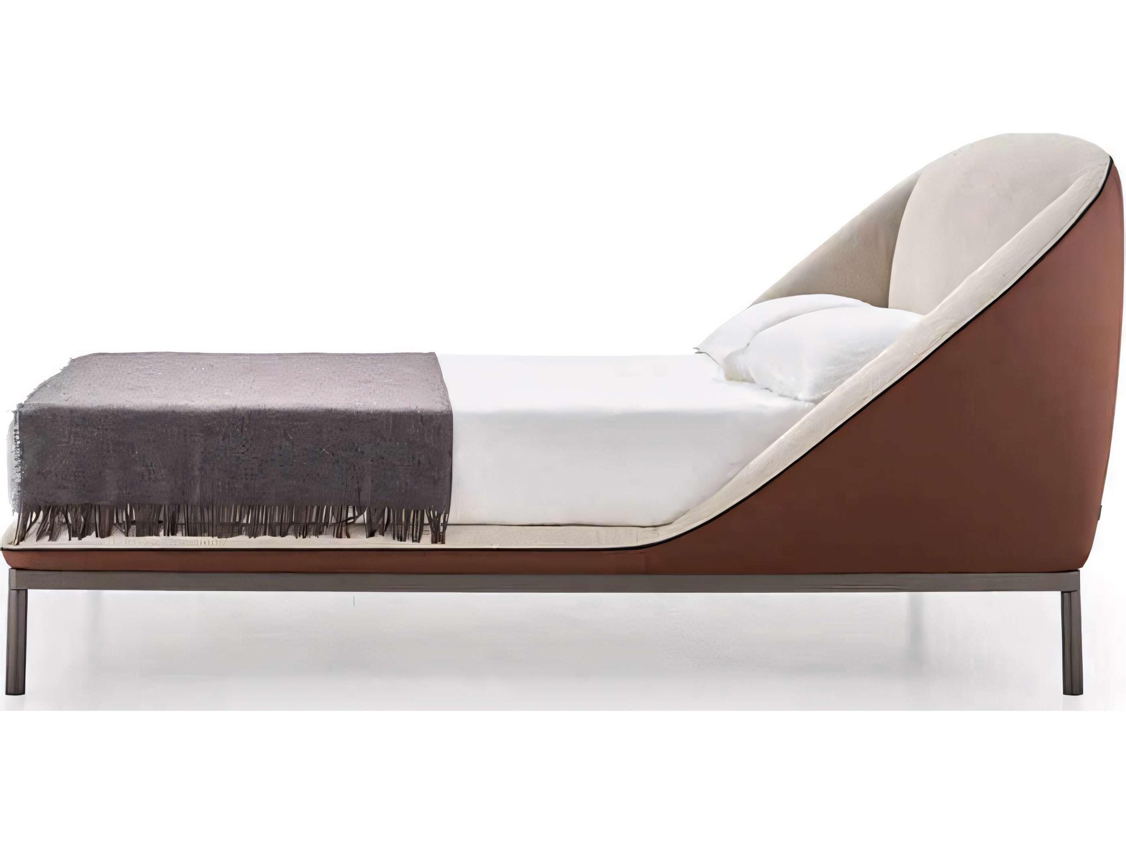 Pianca Domenica Beige Brown Titanium Gray Upholstered King Panel Bed