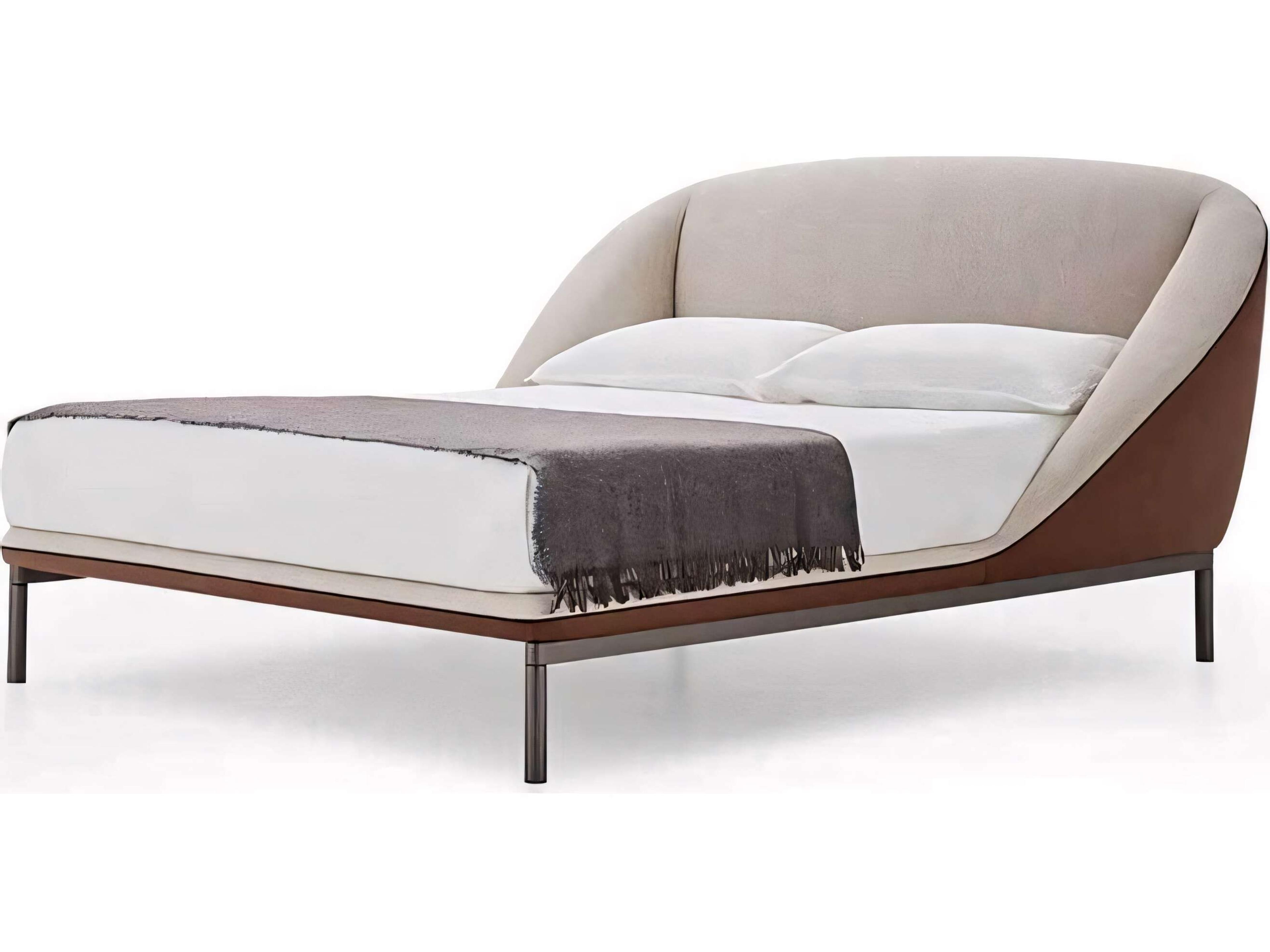 Domenica Beige Brown Titanium Gray Upholstered Queen Panel Bed