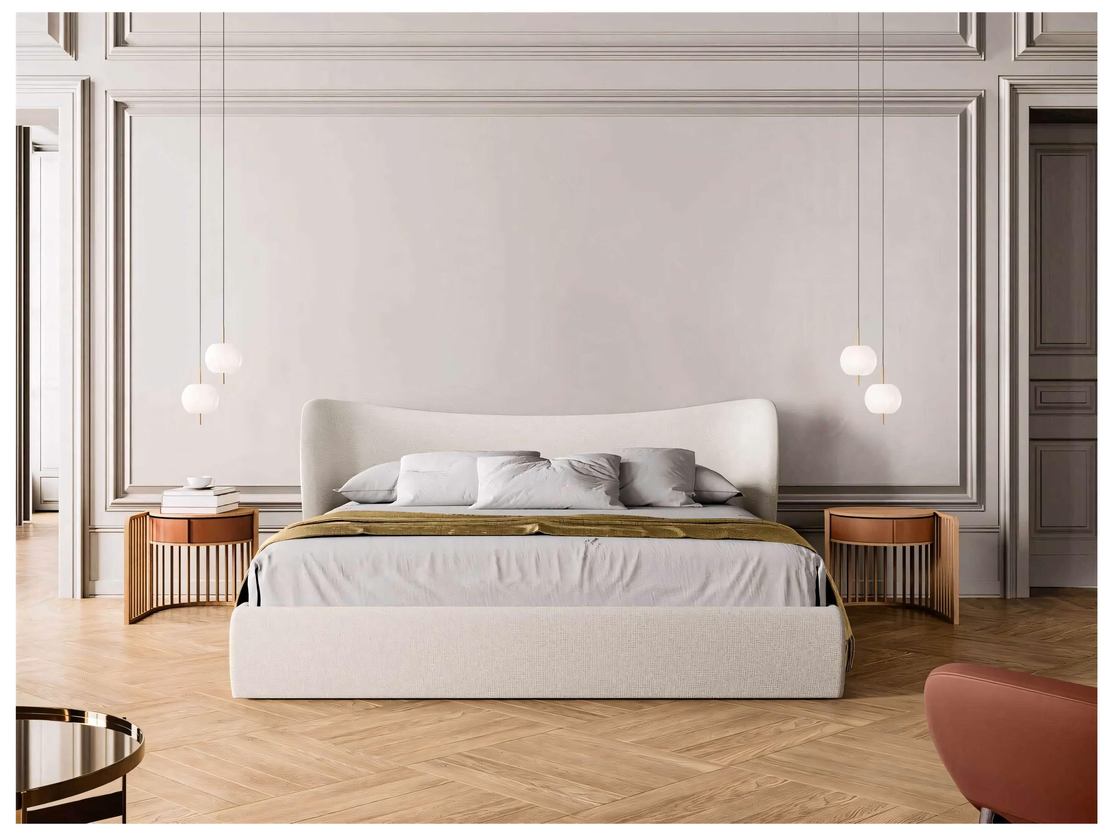 Pianca Embrace Beige Upholstered Queen Panel Bed