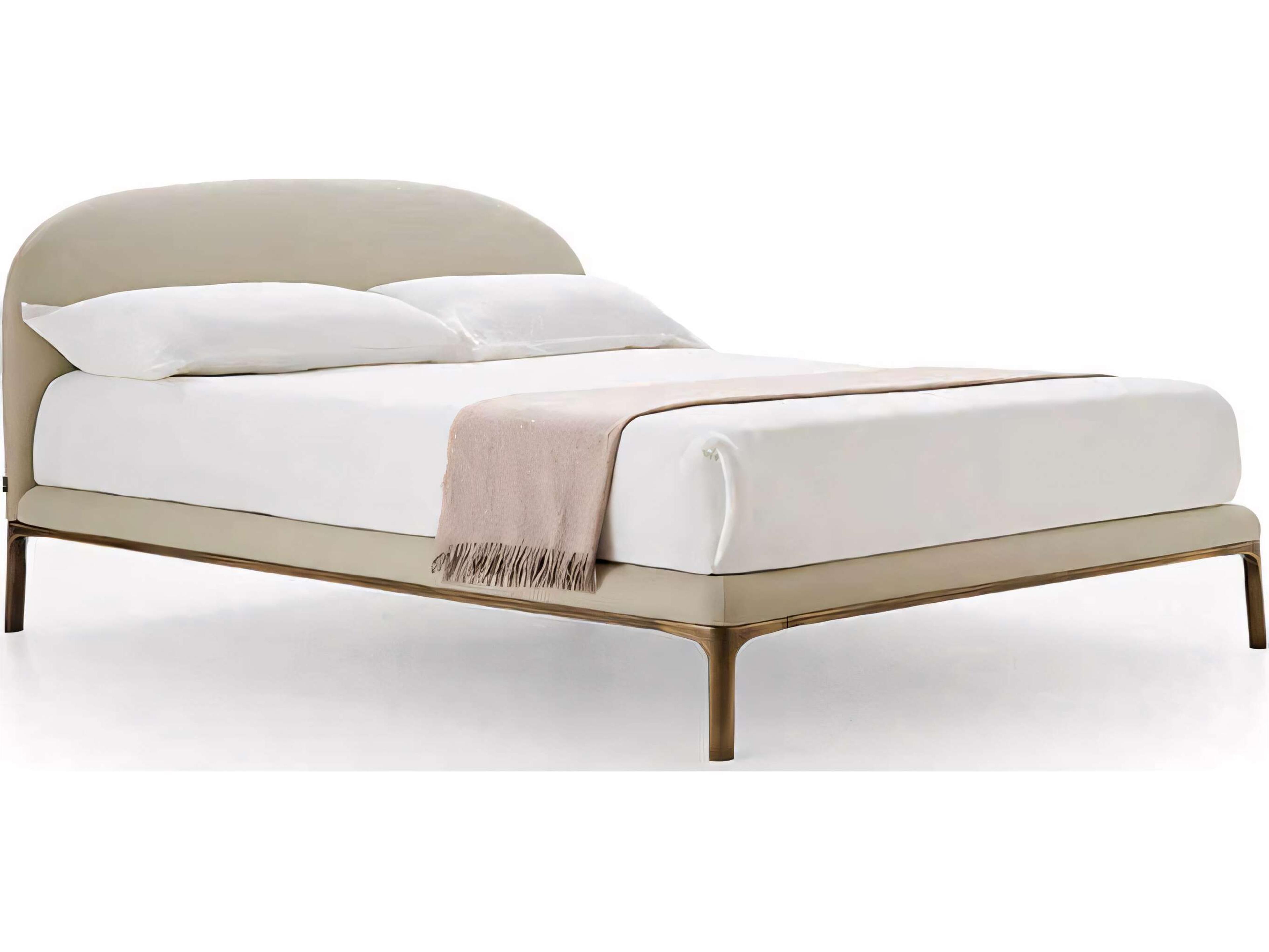 Rada Beige Glossy Bronze Upholstered King Panel Bed