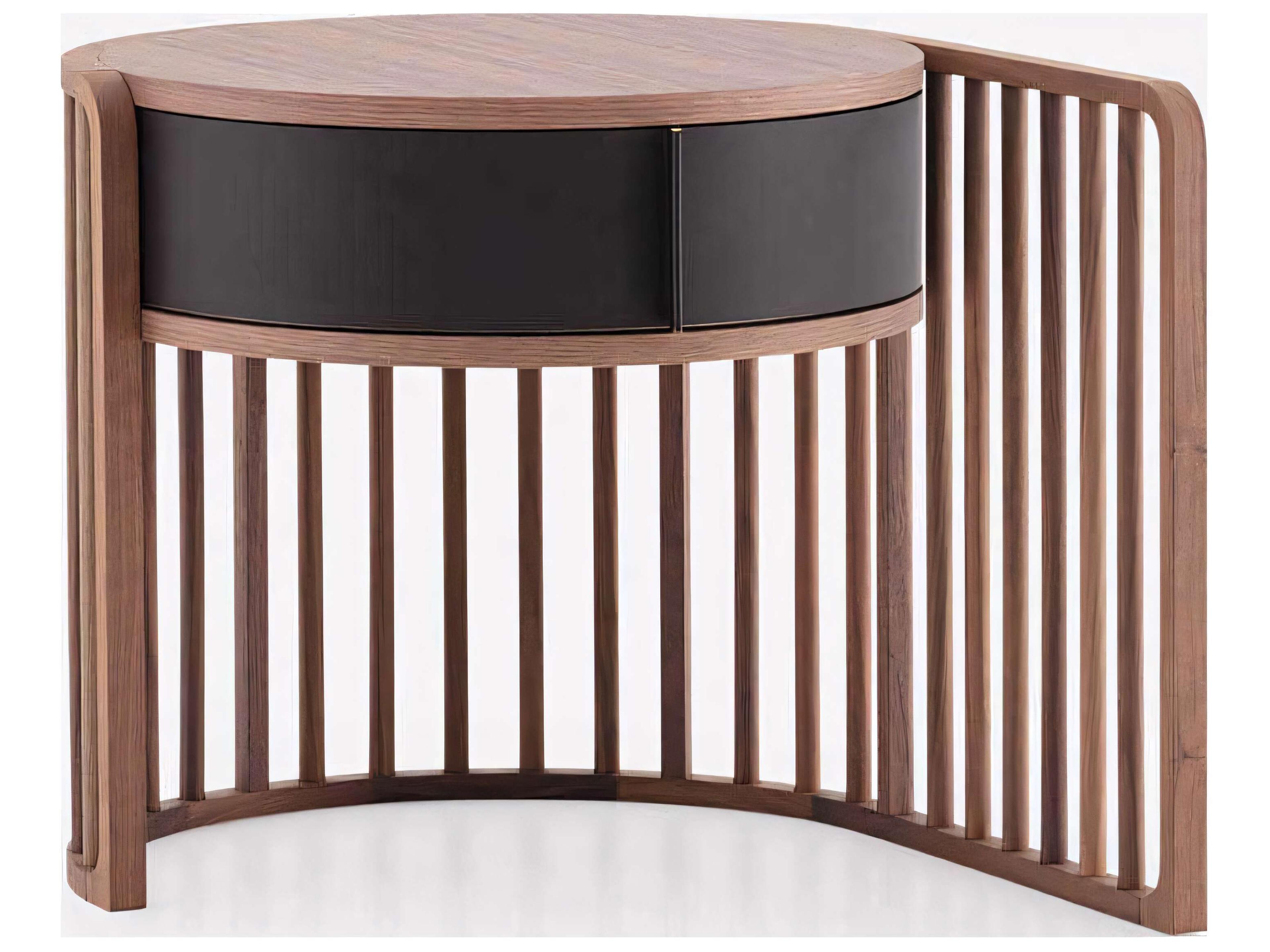 Palu 2-Drawers Black Walnut Wood Nightstand