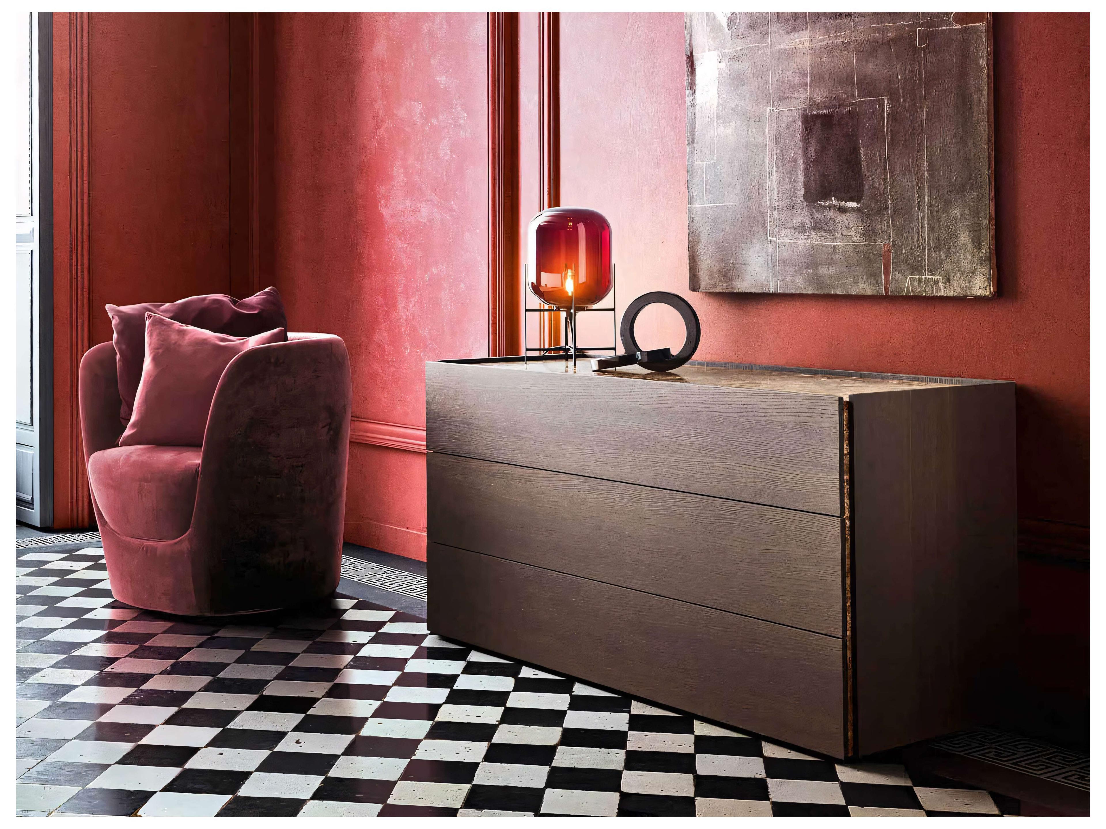 Pianca Atlante 3-Drawers Brown Oak Wood Dresser