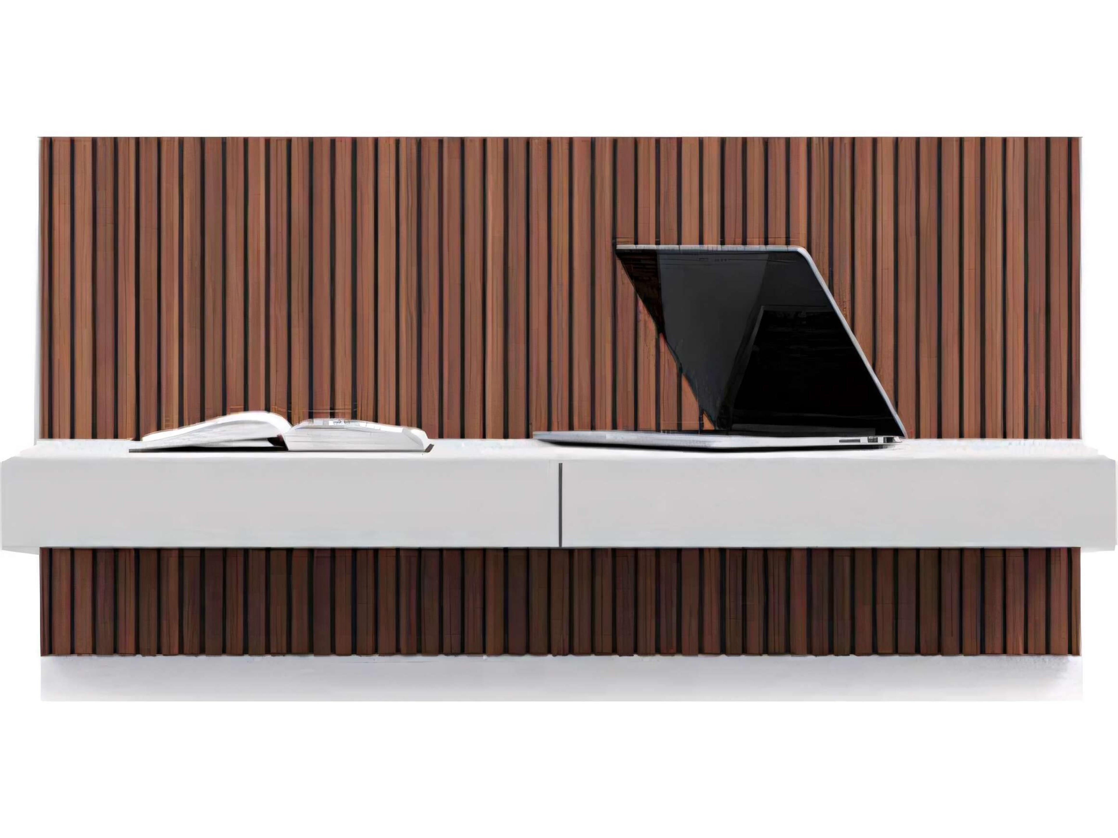 Ala Floating Walnut Fog Grey Brown Wood Desk