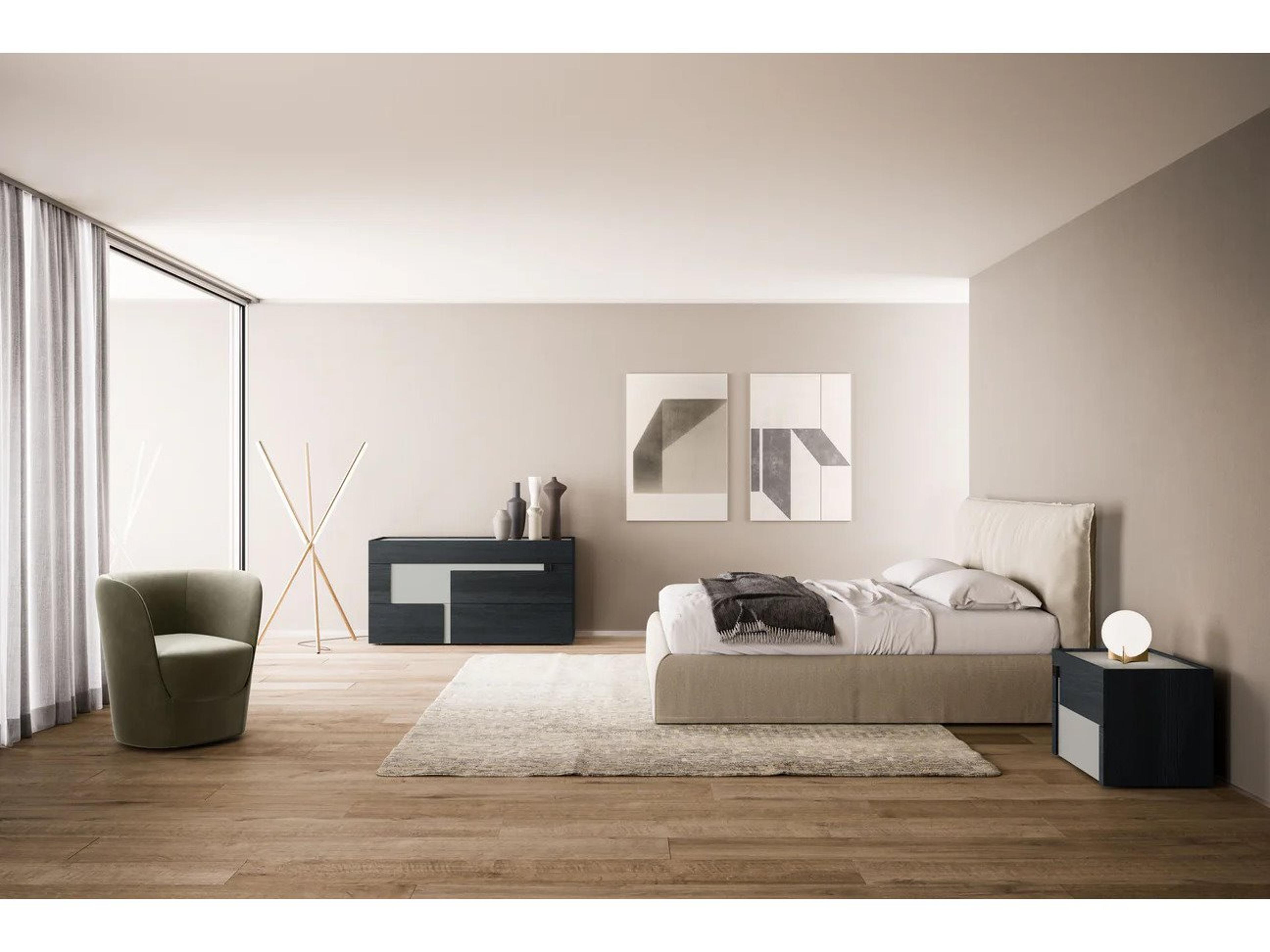 Pianca Logos 3 Drawers Dresser 60" Dark Grey Ash/Roccia Grey/Titanium