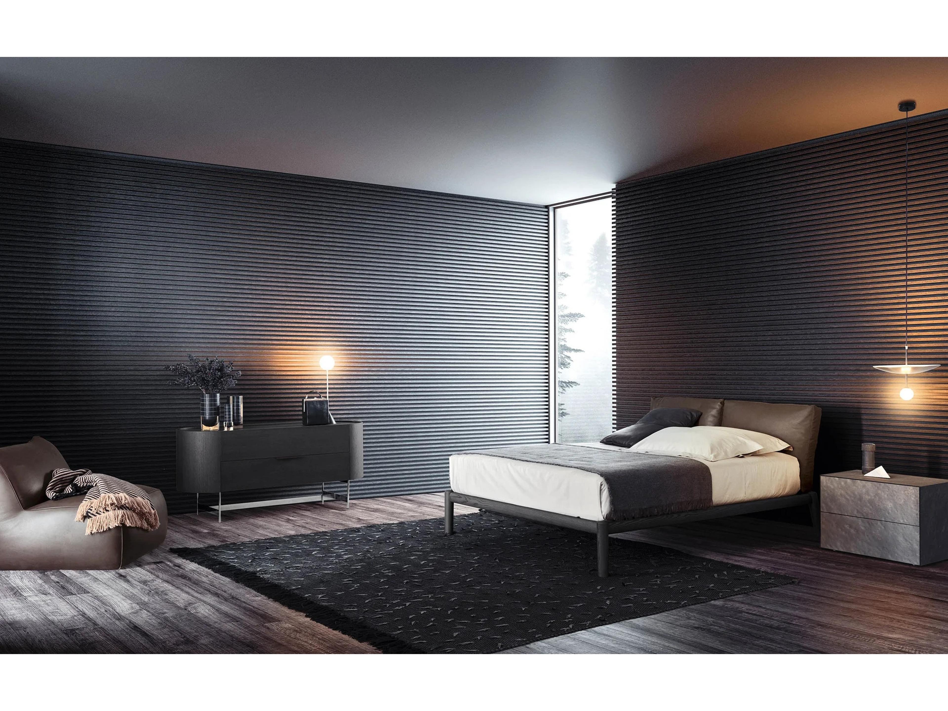 Pianca Dedalo 2 Drawers Dresser 67" Dark Grey Ash/Titanium Base