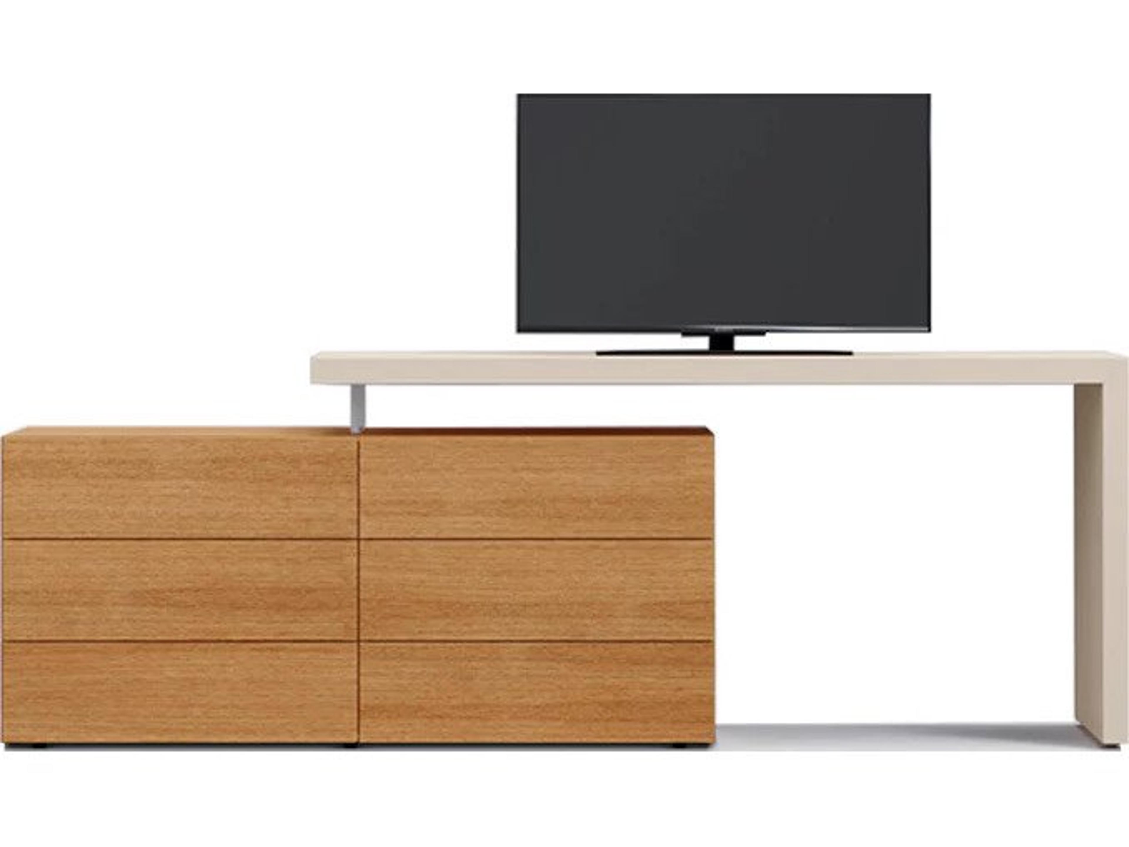 People Domino Desk Dresser 87" Natural Ash/Seta Beige Seta Matt Lacquer