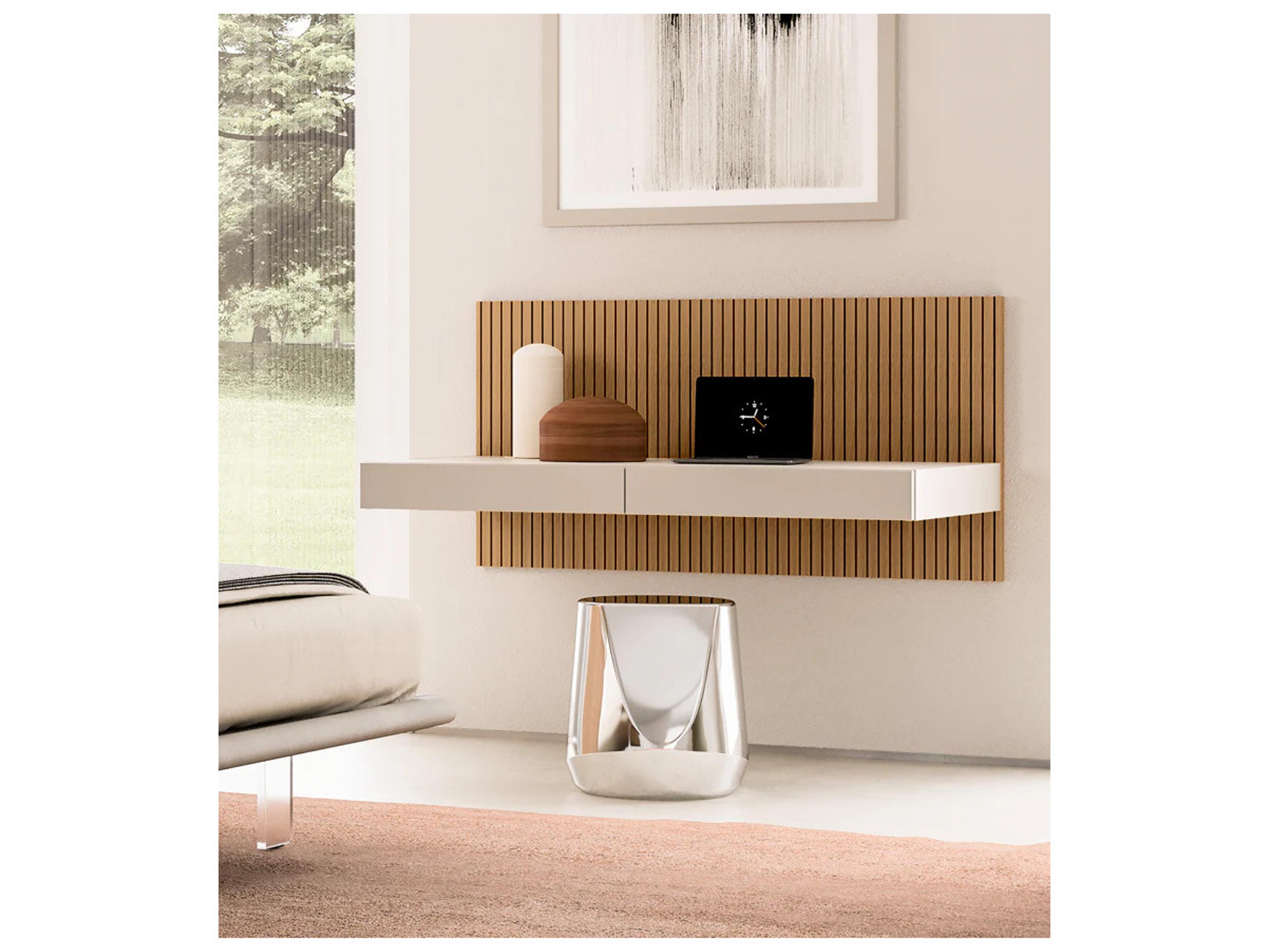 Pianca Ala Hanging Desk with Gromet 47" Natural Oak/beige Seta Matt Lacquer