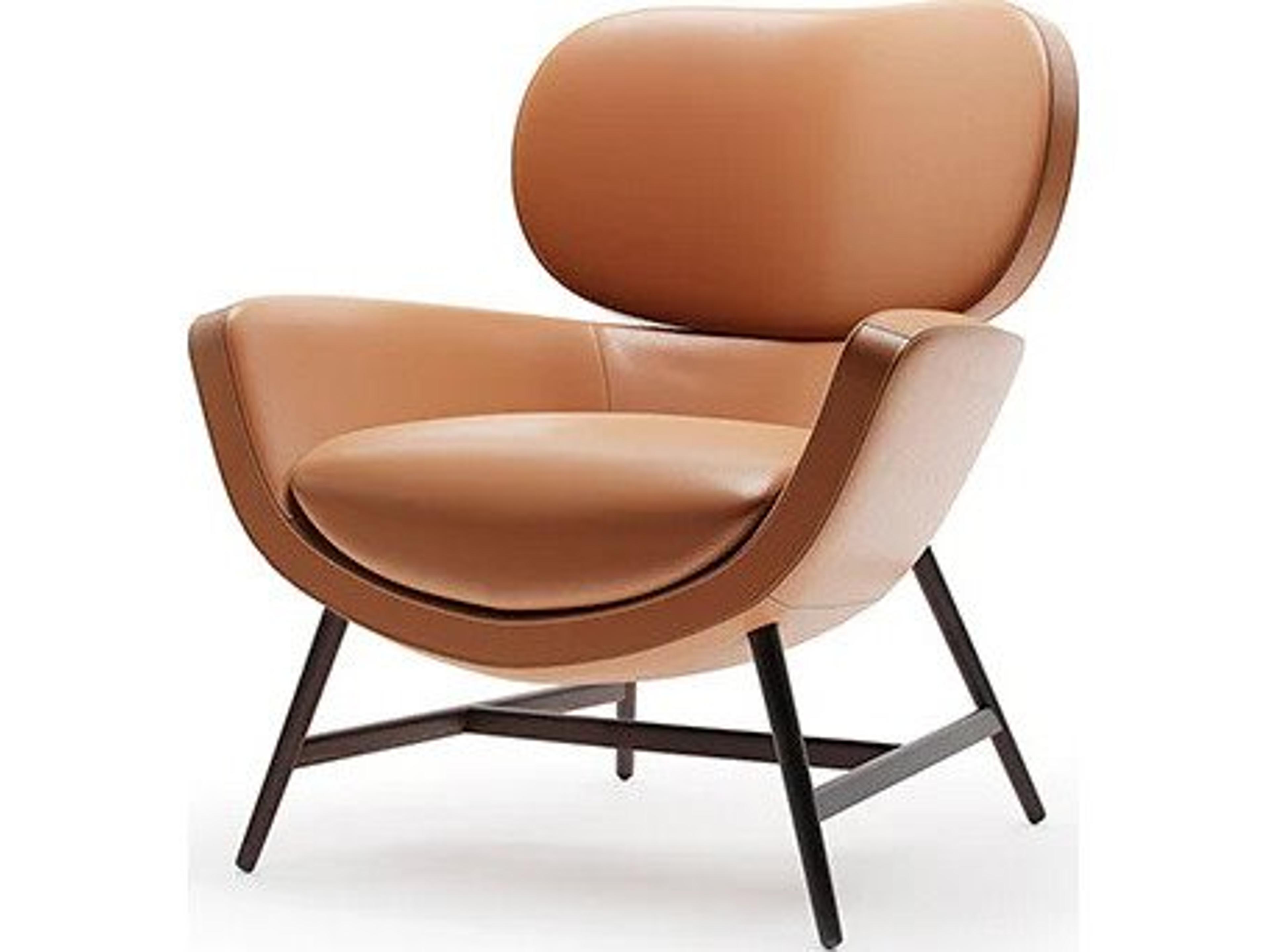 Pianca Laurie Armchair 39" Brown Doge 25 Leather/Burnt Oak