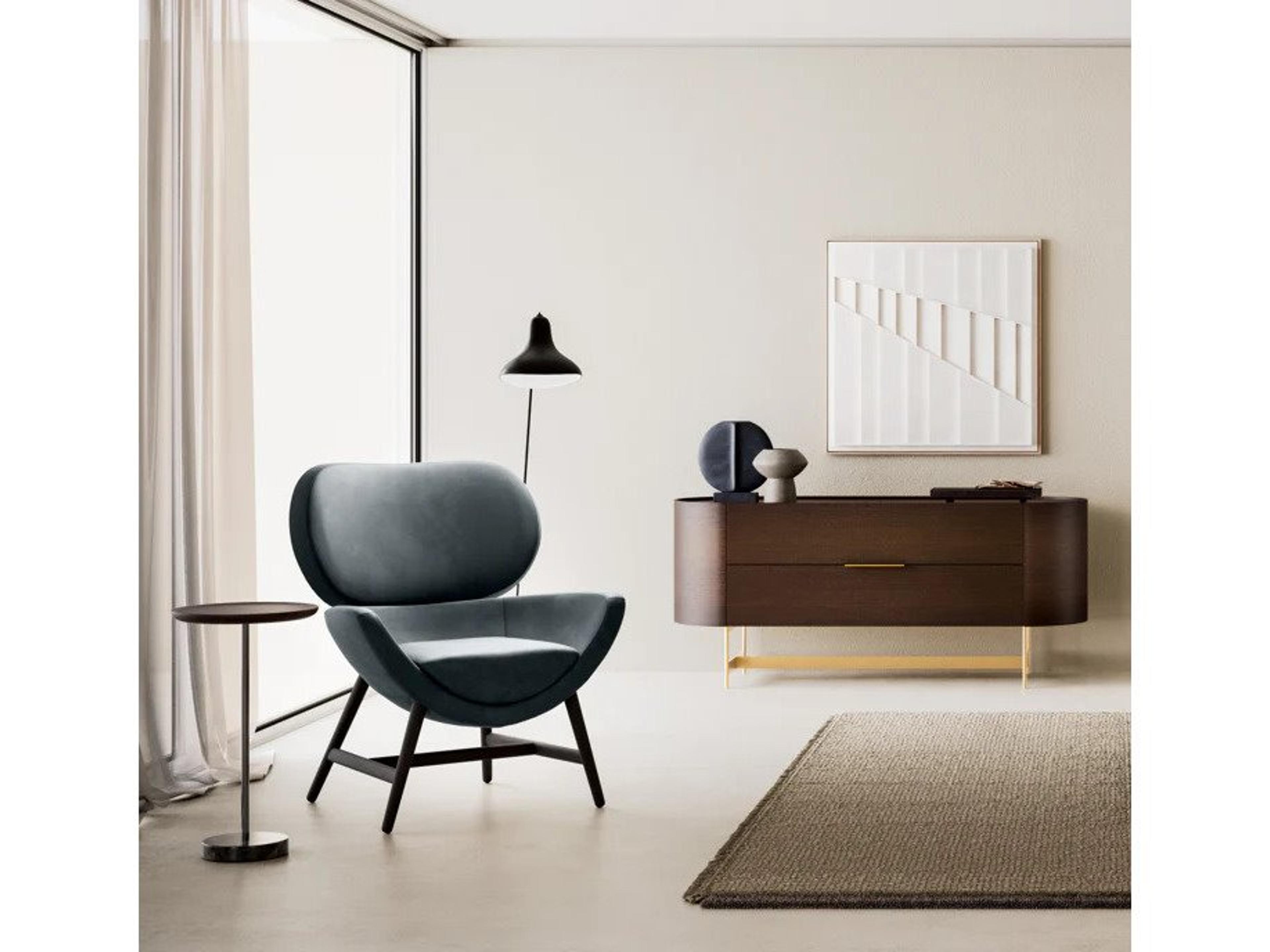 Pianca Laurie Armchair 33" Dark Grey Nabuk Leather/Dark Grey Ash