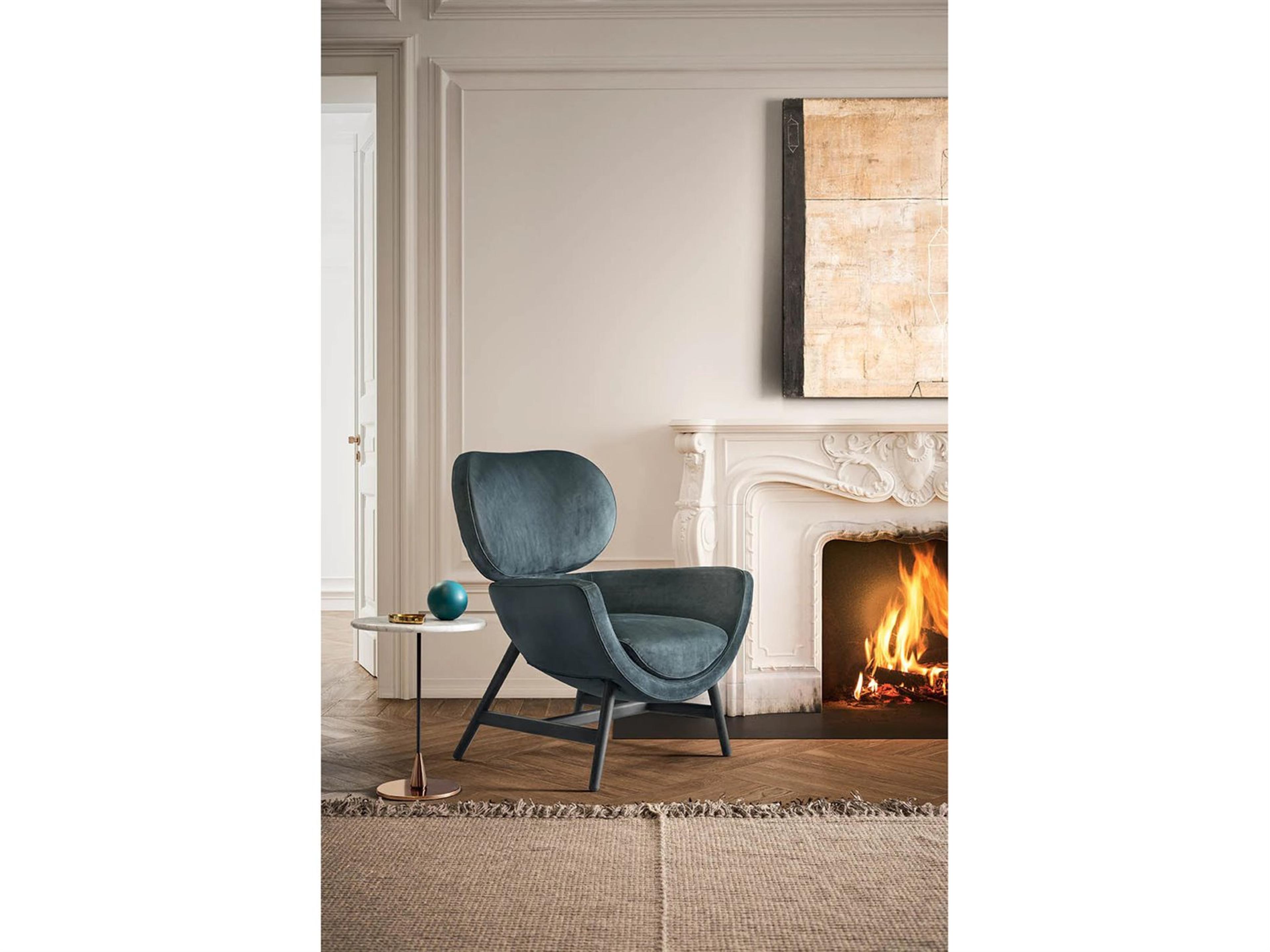 Pianca Laurie Armchair 33" Dark Grey Nabuk Leather/Dark Grey Ash