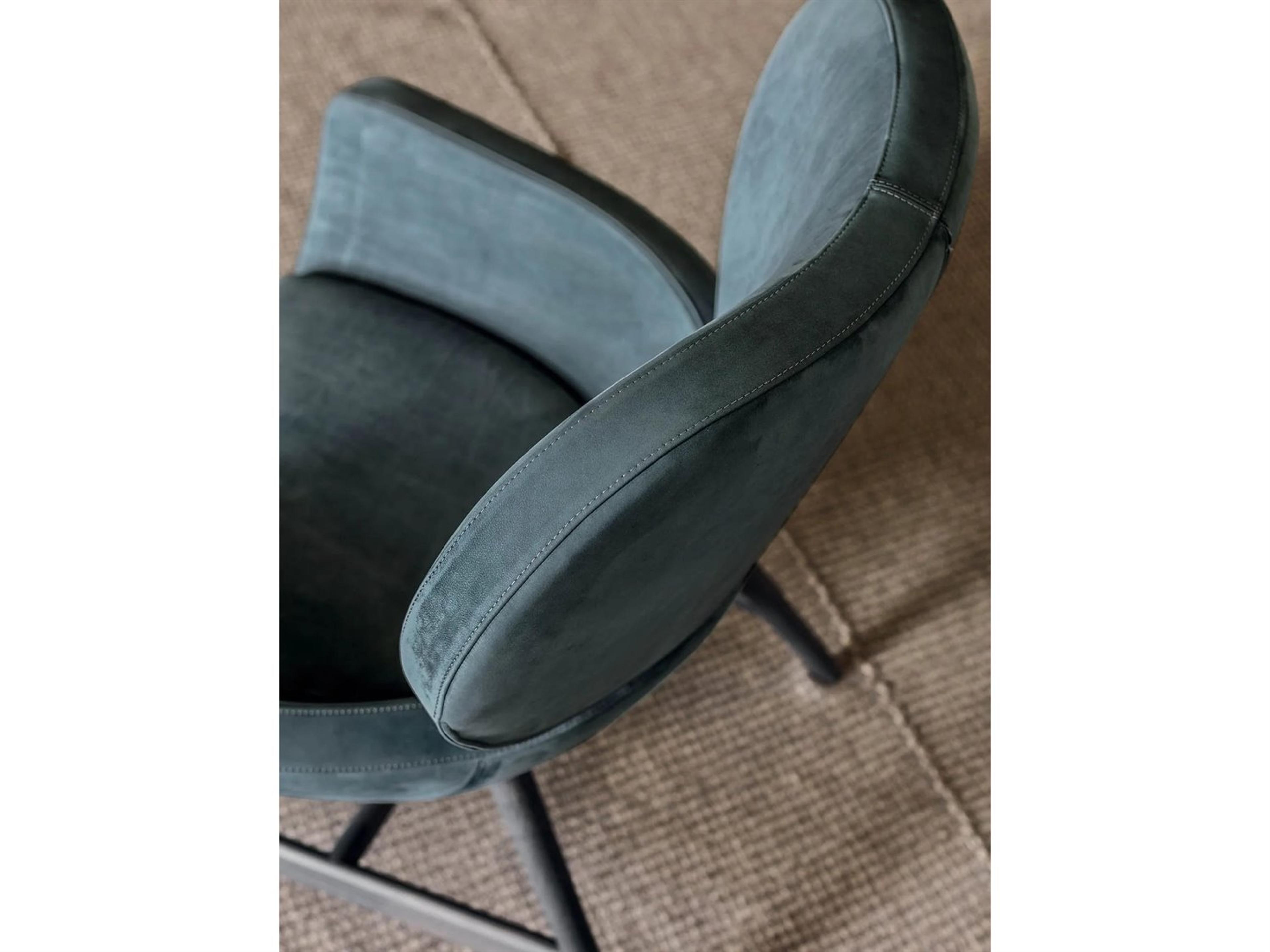Pianca Laurie Armchair 33" Dark Grey Nabuk Leather/Dark Grey Ash