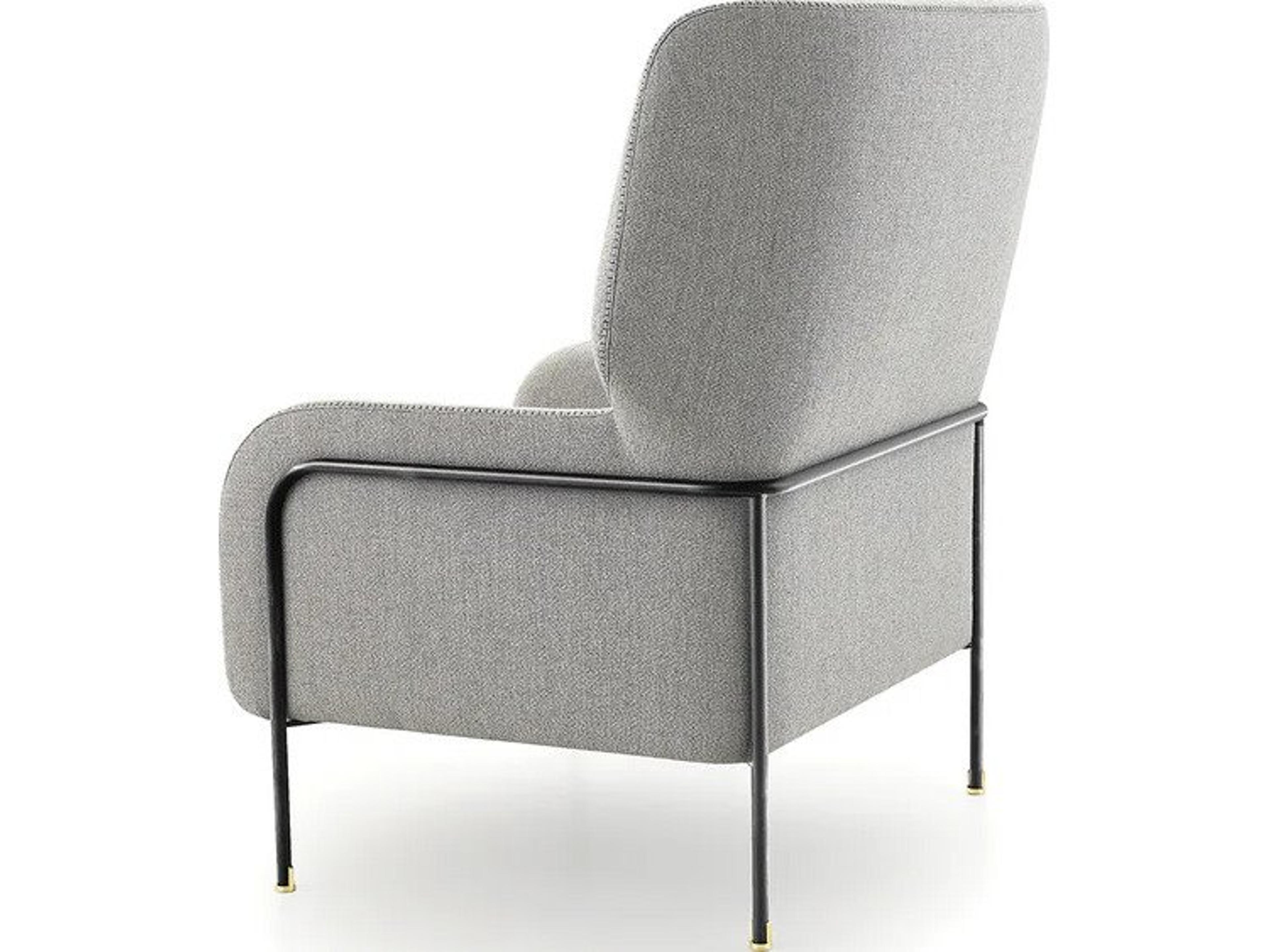 Pianca Platea Lounge Arm Chair 35" Light Grey Fenice/Titanium Matt Metal