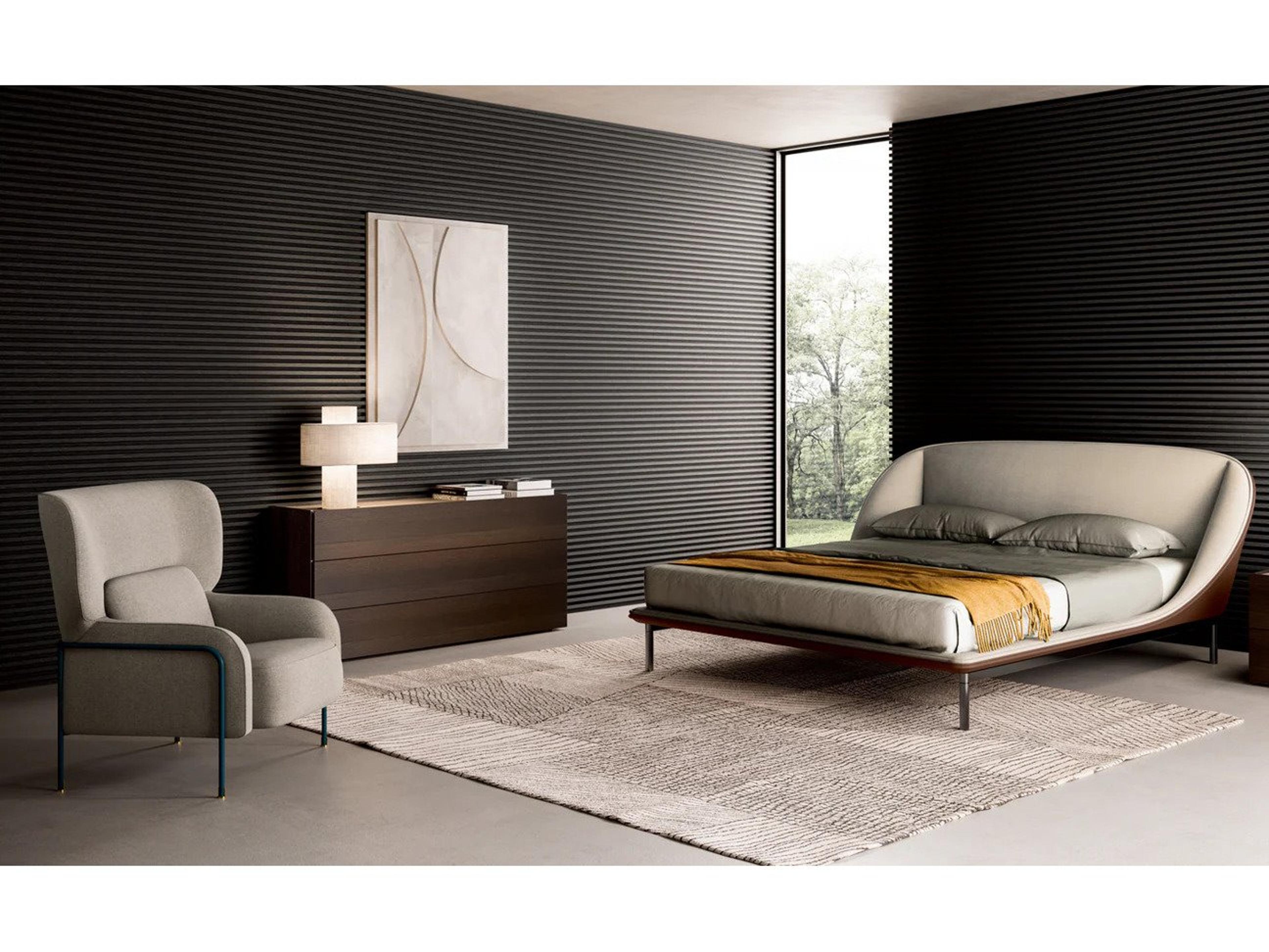 Pianca Platea Lounge Arm Chair 35" Light Grey Fenice/Titanium Matt Metal