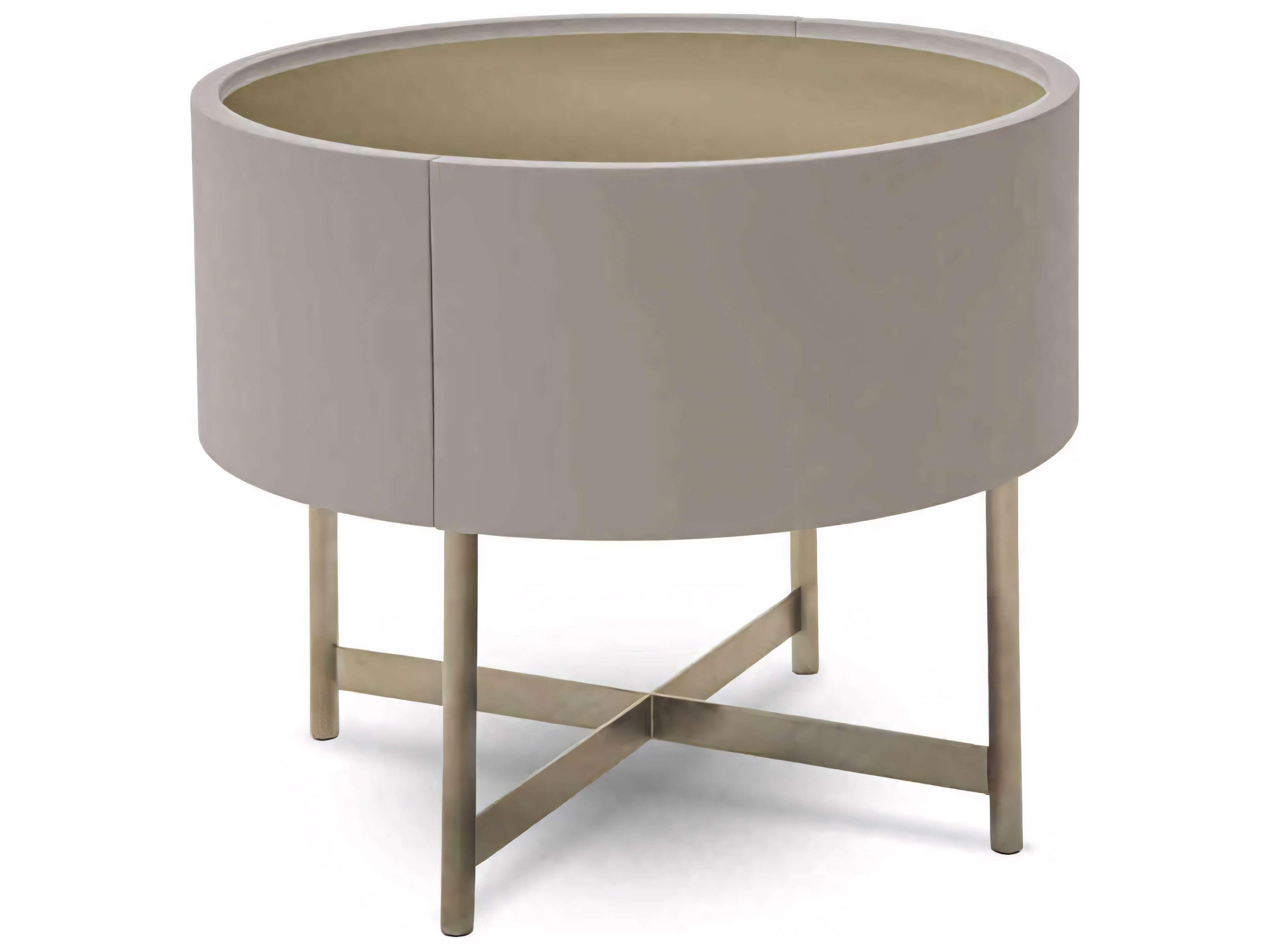 Dedalo Single Drawer Nightstand in Ecru Bronze and Champagne