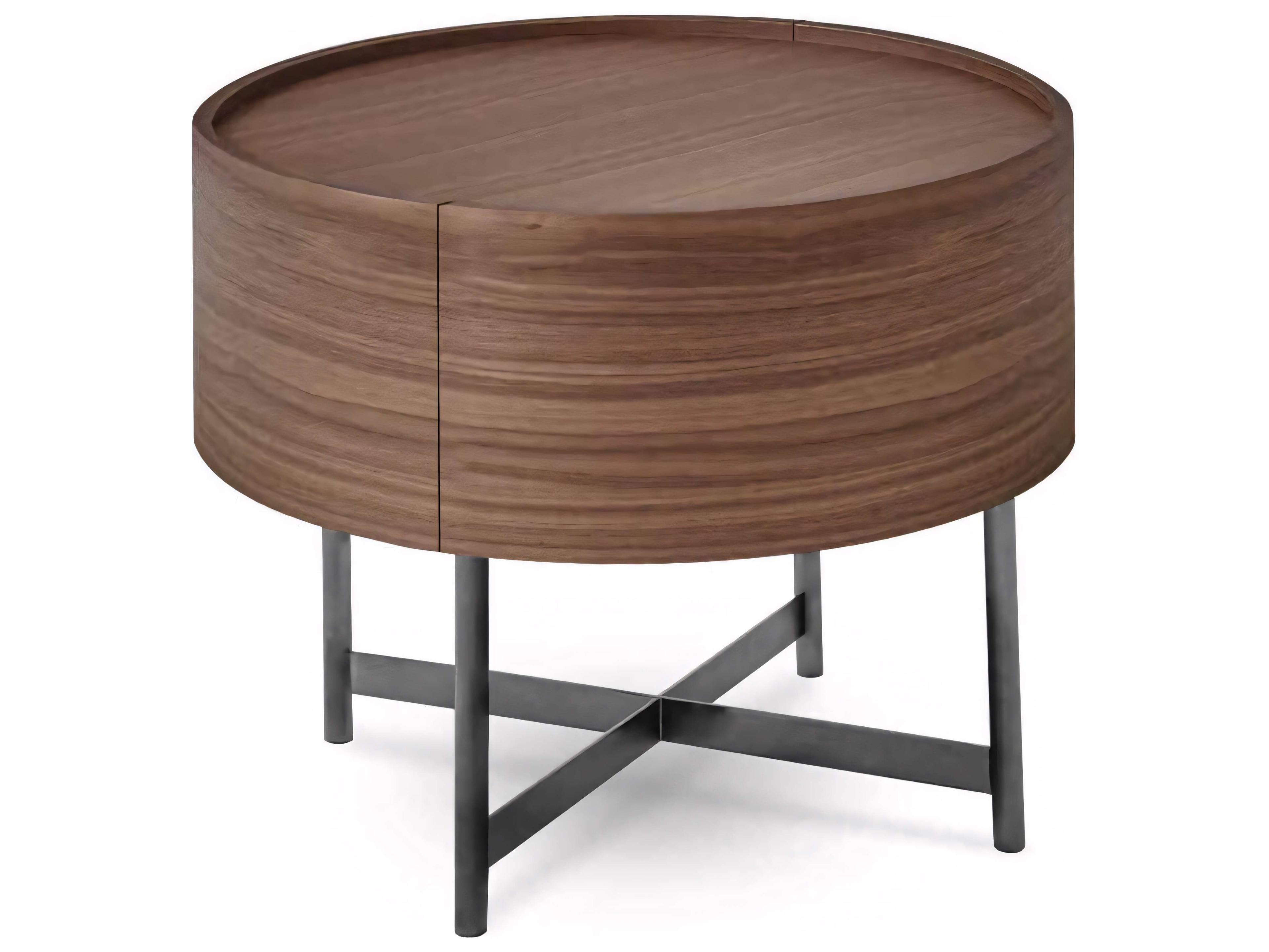 Dedalo 1-Drawer Nightstand in Walnut and Titanium
