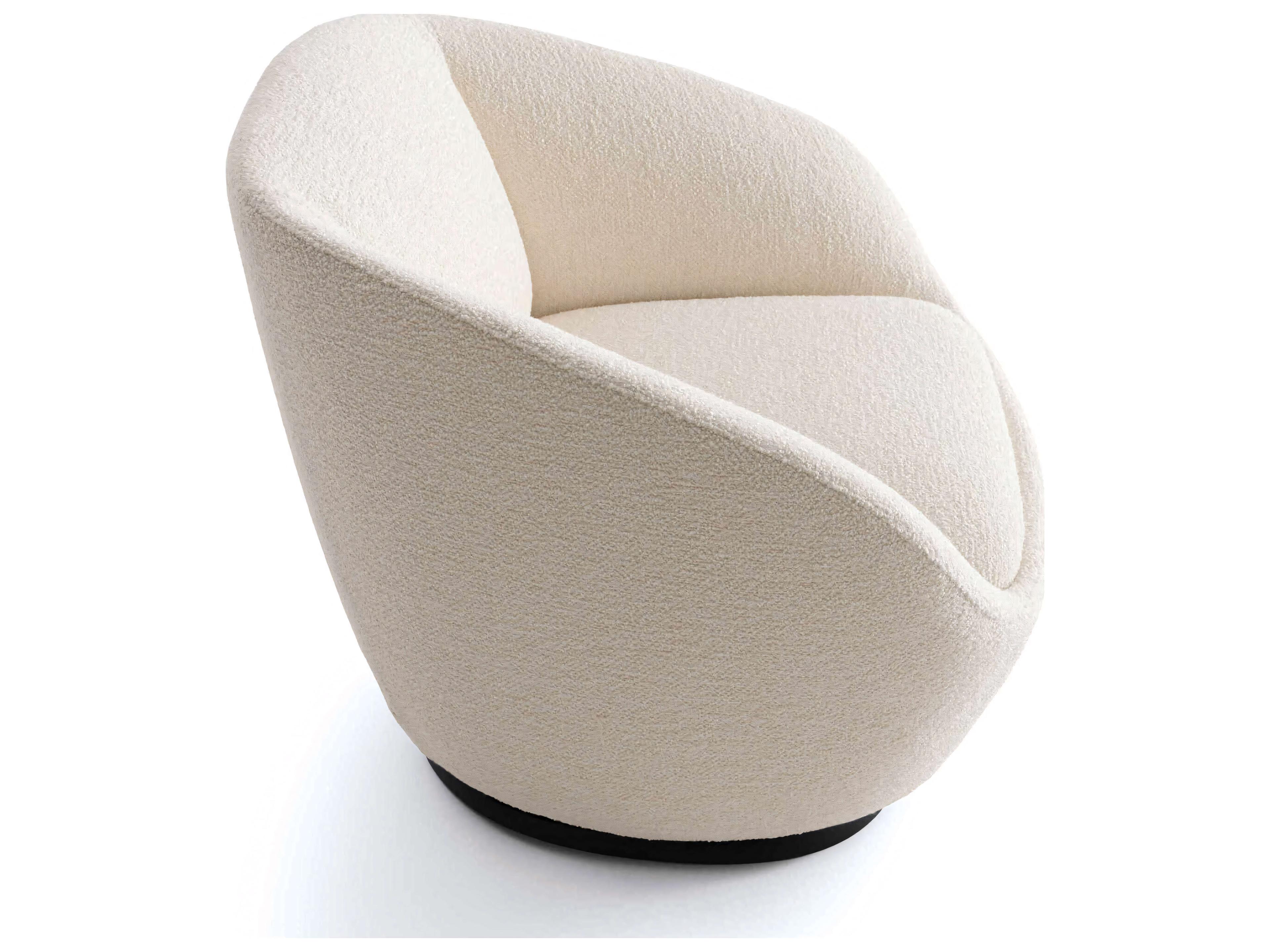 Pianca Naan Swivel White Fabric Accent Chair