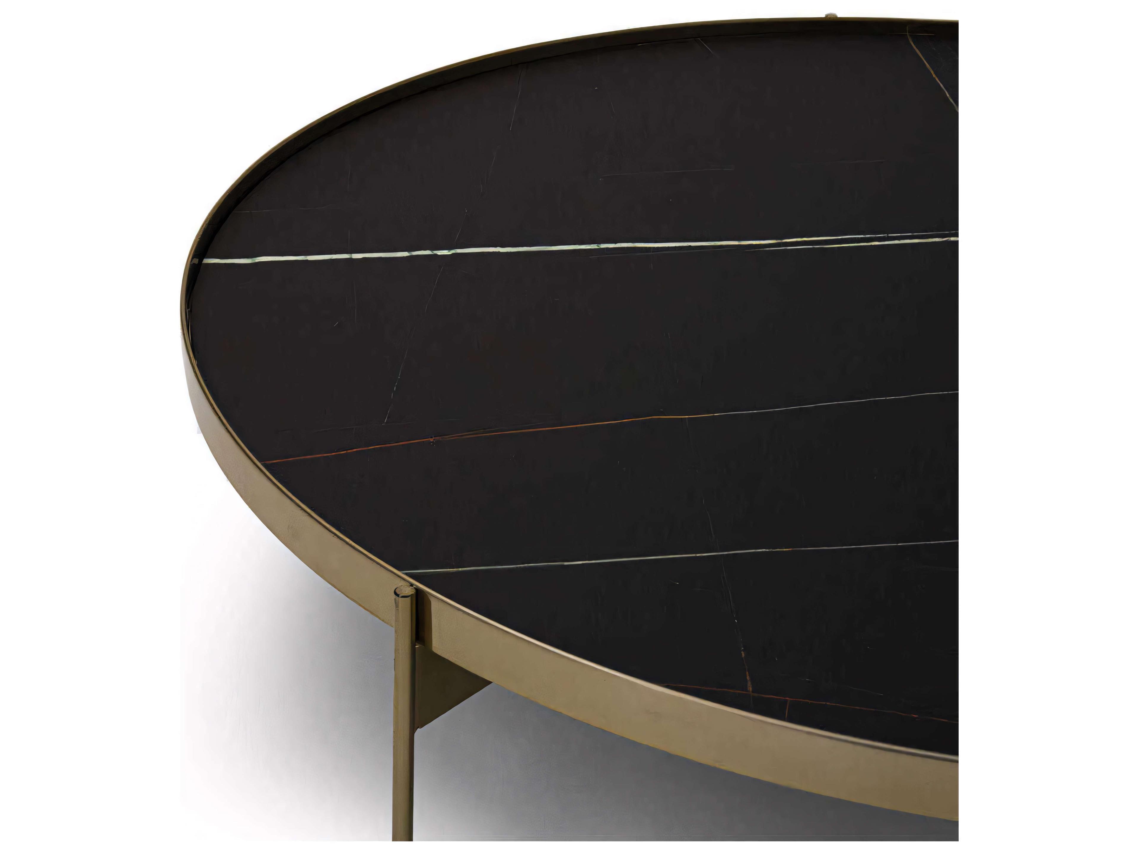 Pianca Abaco Round Glass Sahara Matt Marble Glossy Coffee Table