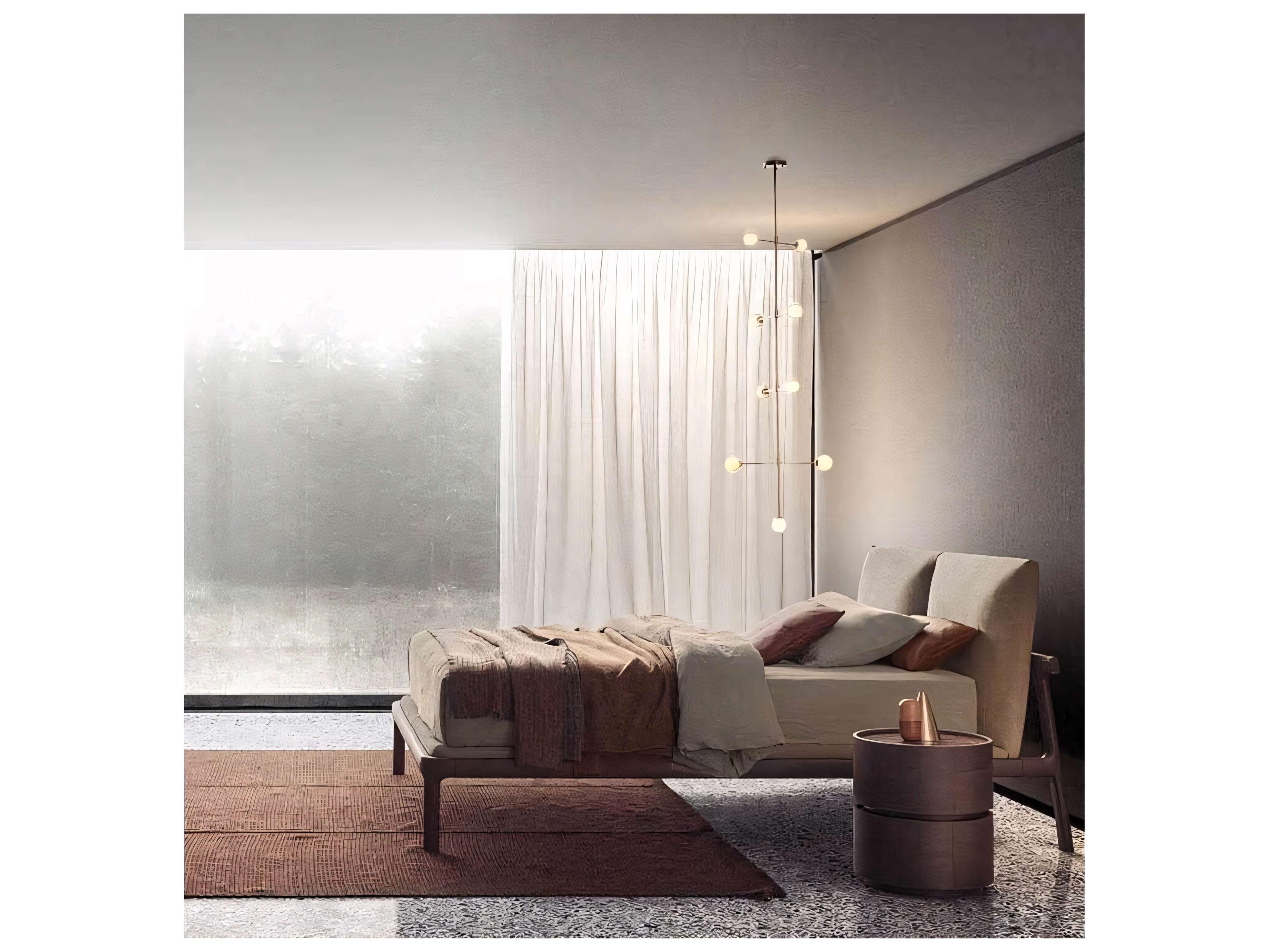 Pianca Fushimi Beige Solid Wood Upholstered King Platform Bed