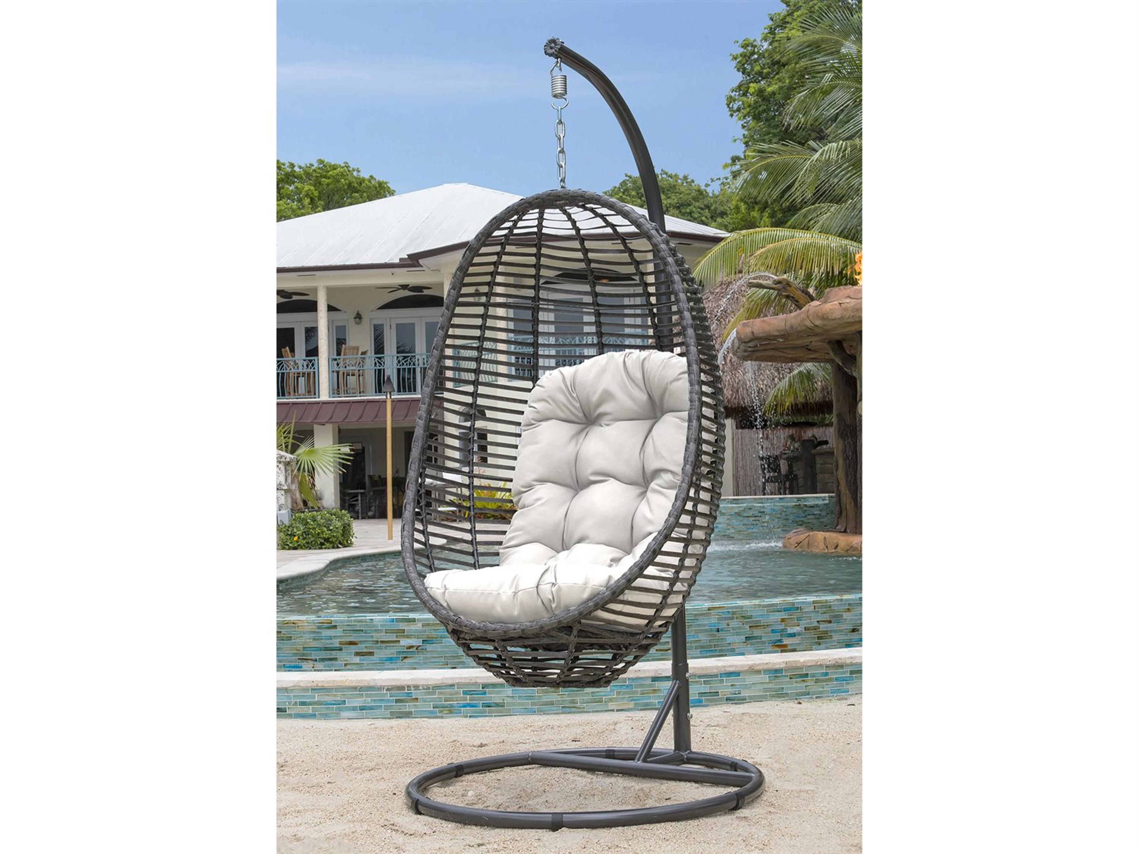 Panama Jack Graphite Wicker Cushion Outdoor Swing
