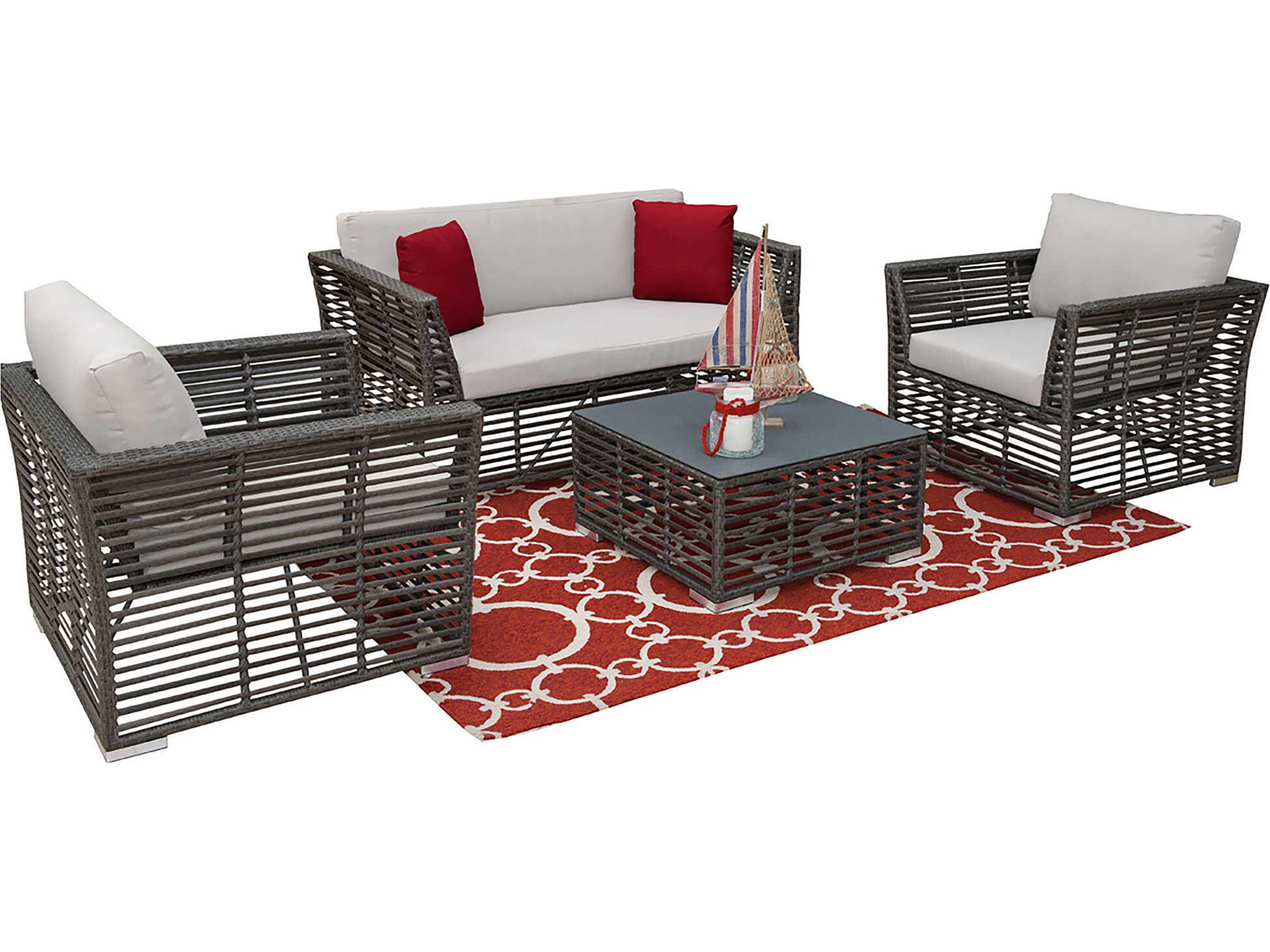 Graphite Wicker Cushion Outdoor Patio Lounge Set