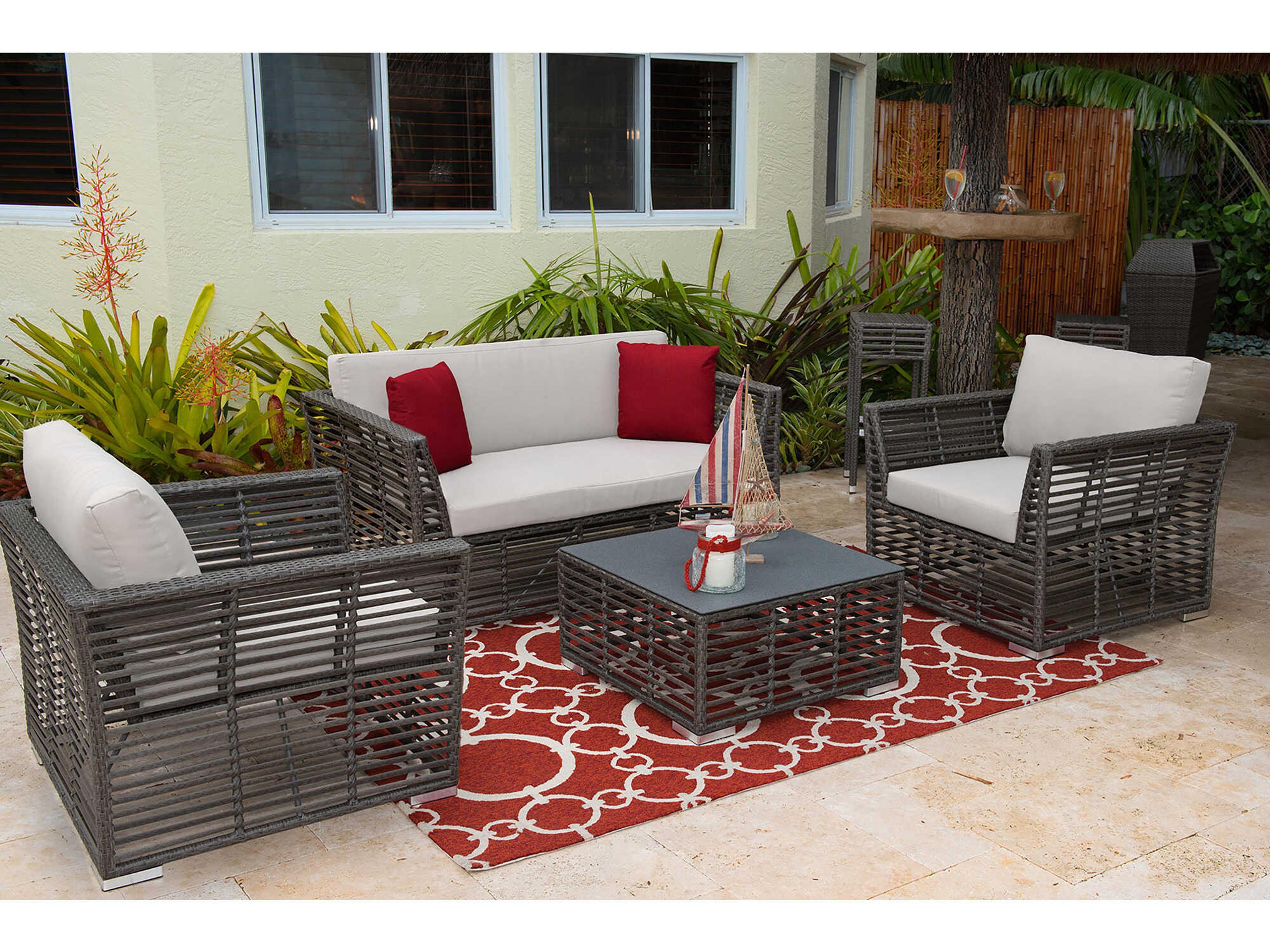 Graphite Wicker Cushion Outdoor Patio Lounge Set