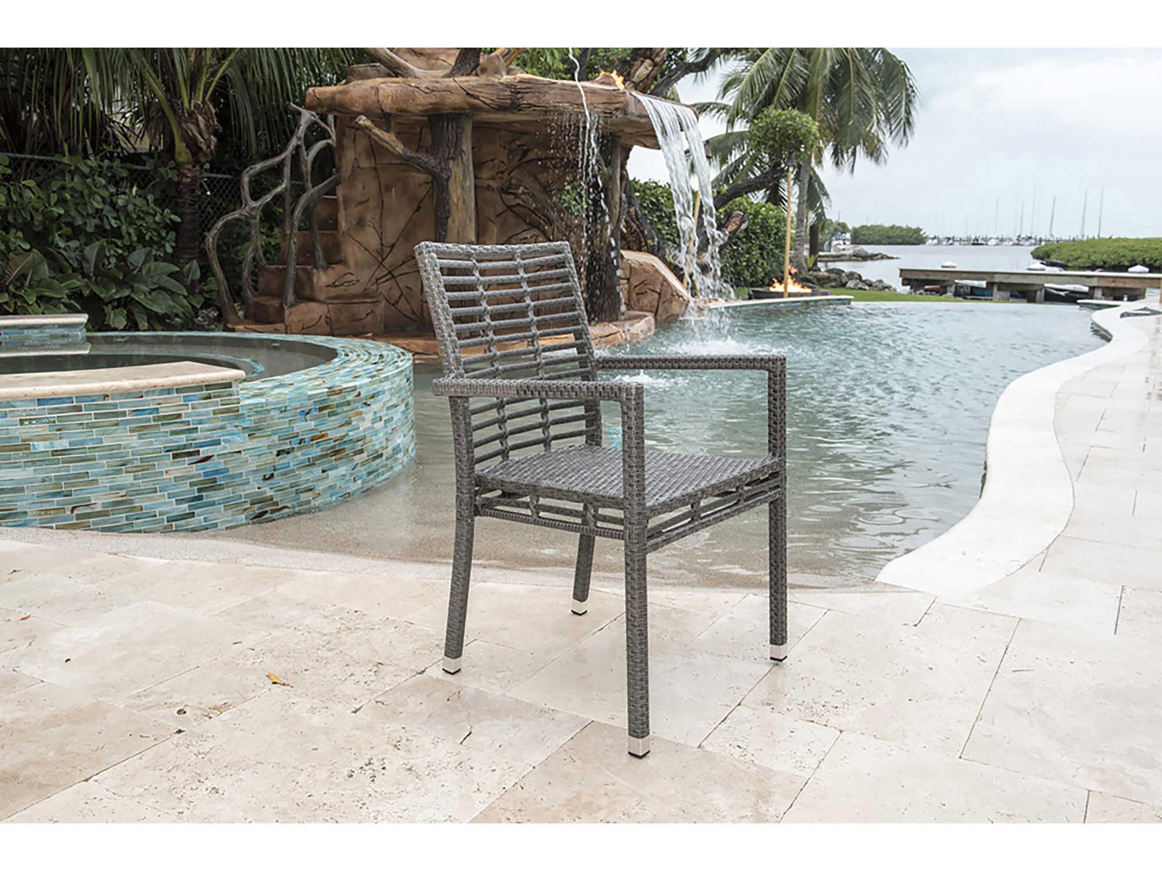 Panama Jack Graphite Wicker Cushion Outdoor Patio Dining Chair