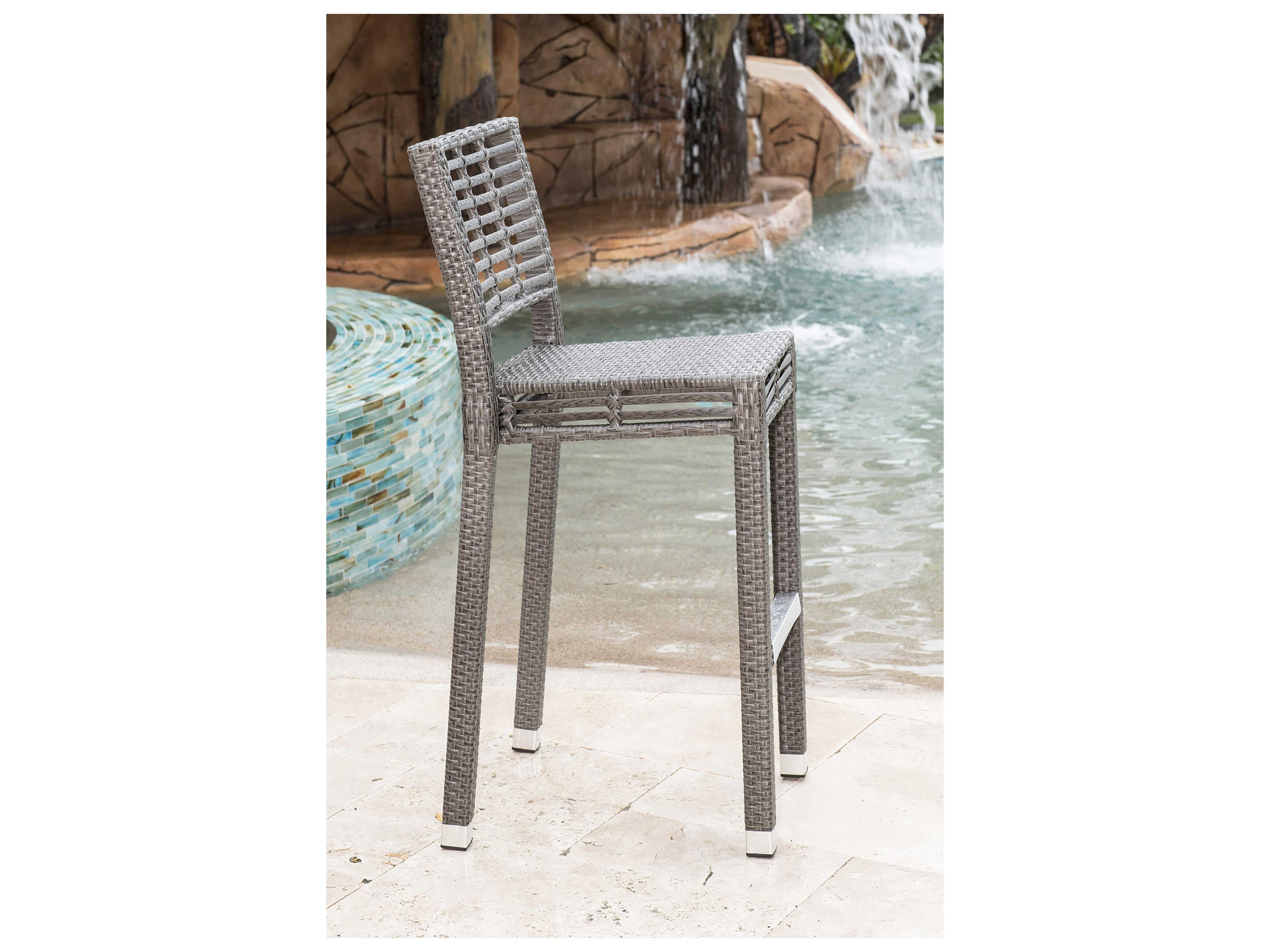 Panama Jack Graphite Wicker Cushion Outdoor Bar Stool