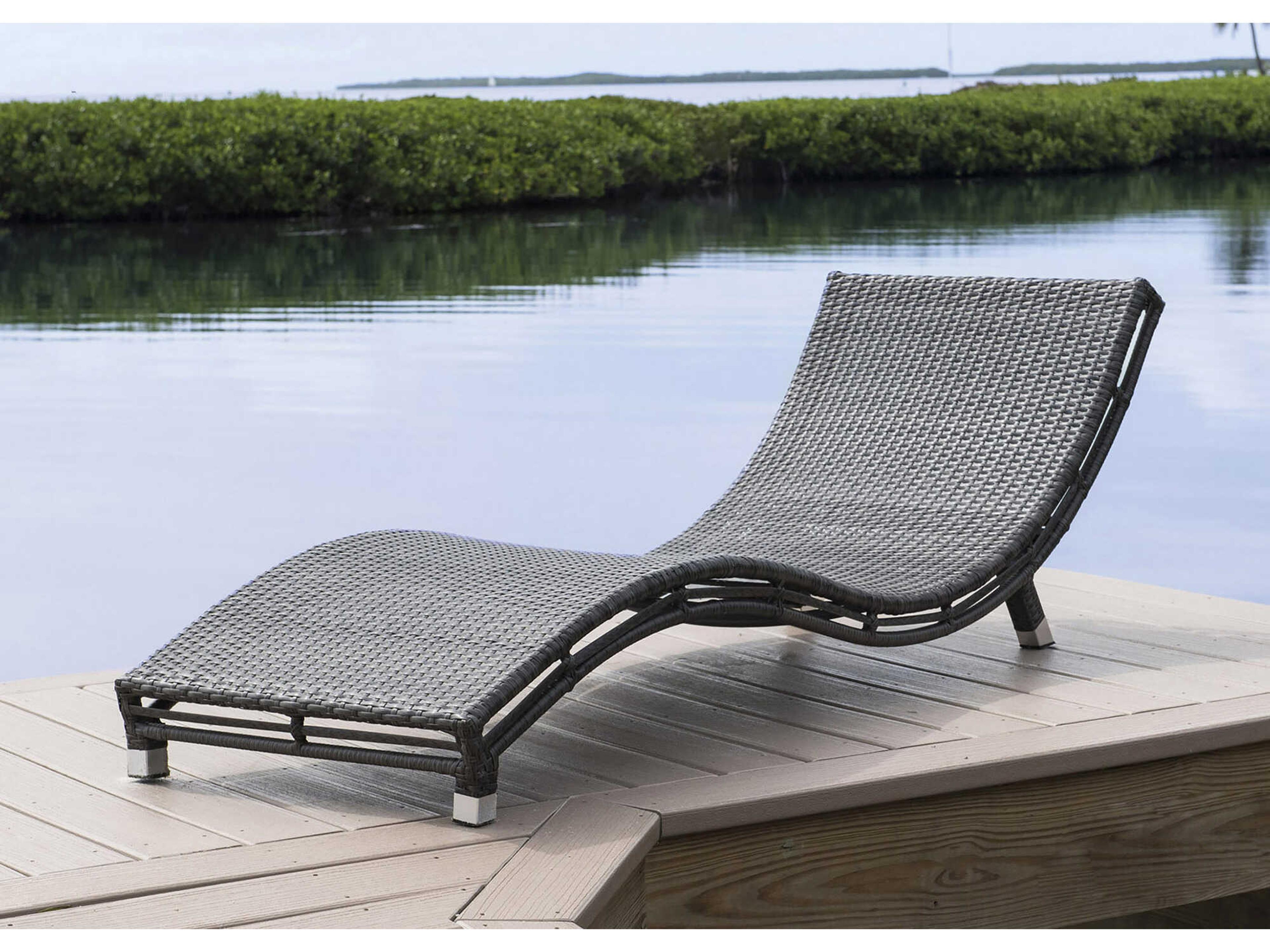 Panama Jack Graphite Wicker Cushion Patio Chaise Lounge