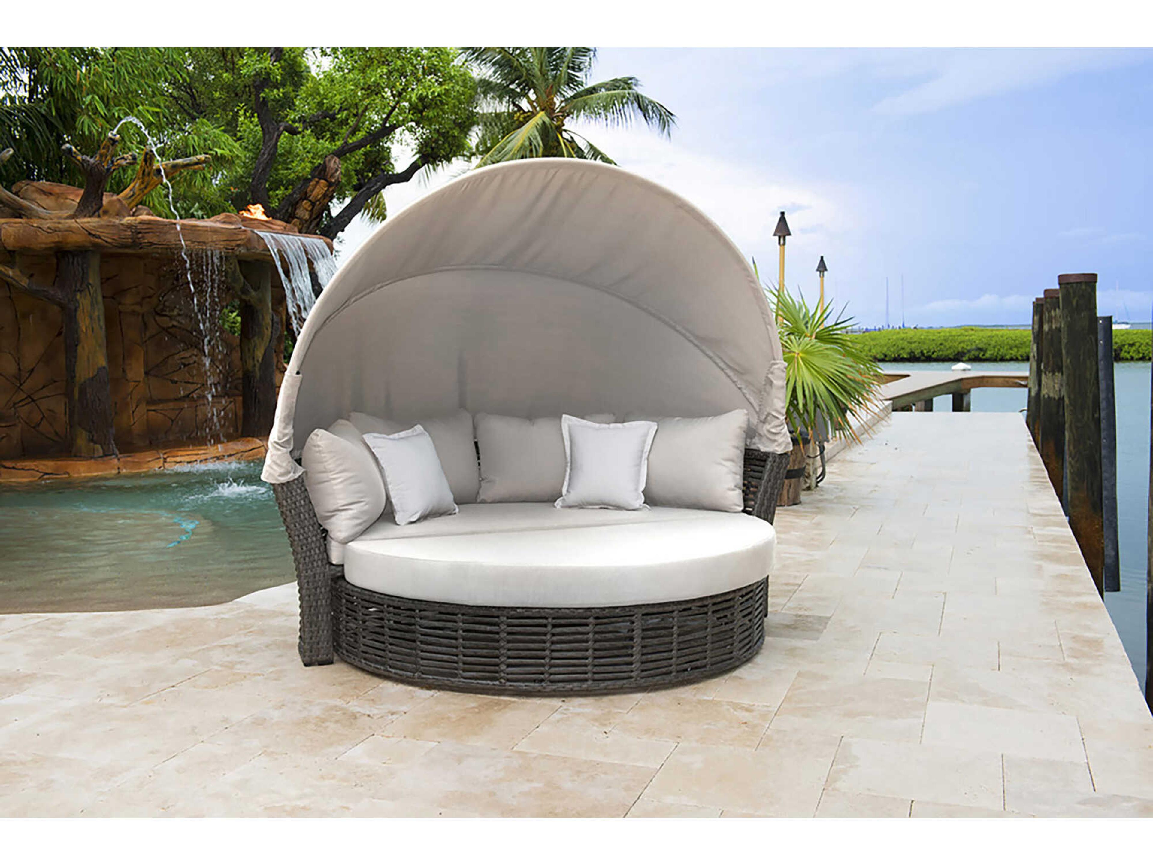 Panama Jack Graphite Wicker Cushion Outdoor Lounge Bed