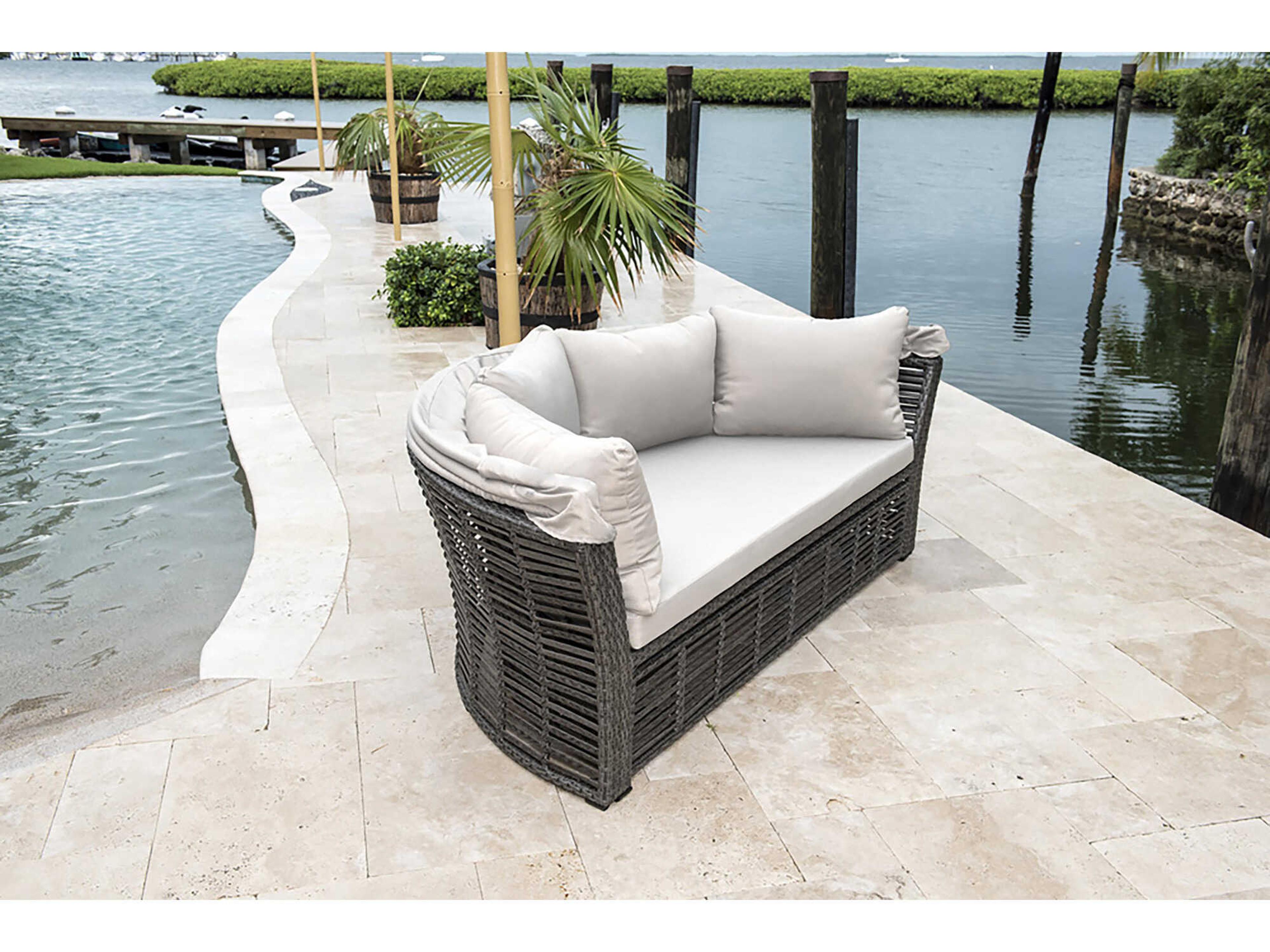 Panama Jack Graphite Wicker Cushion Outdoor Lounge Bed