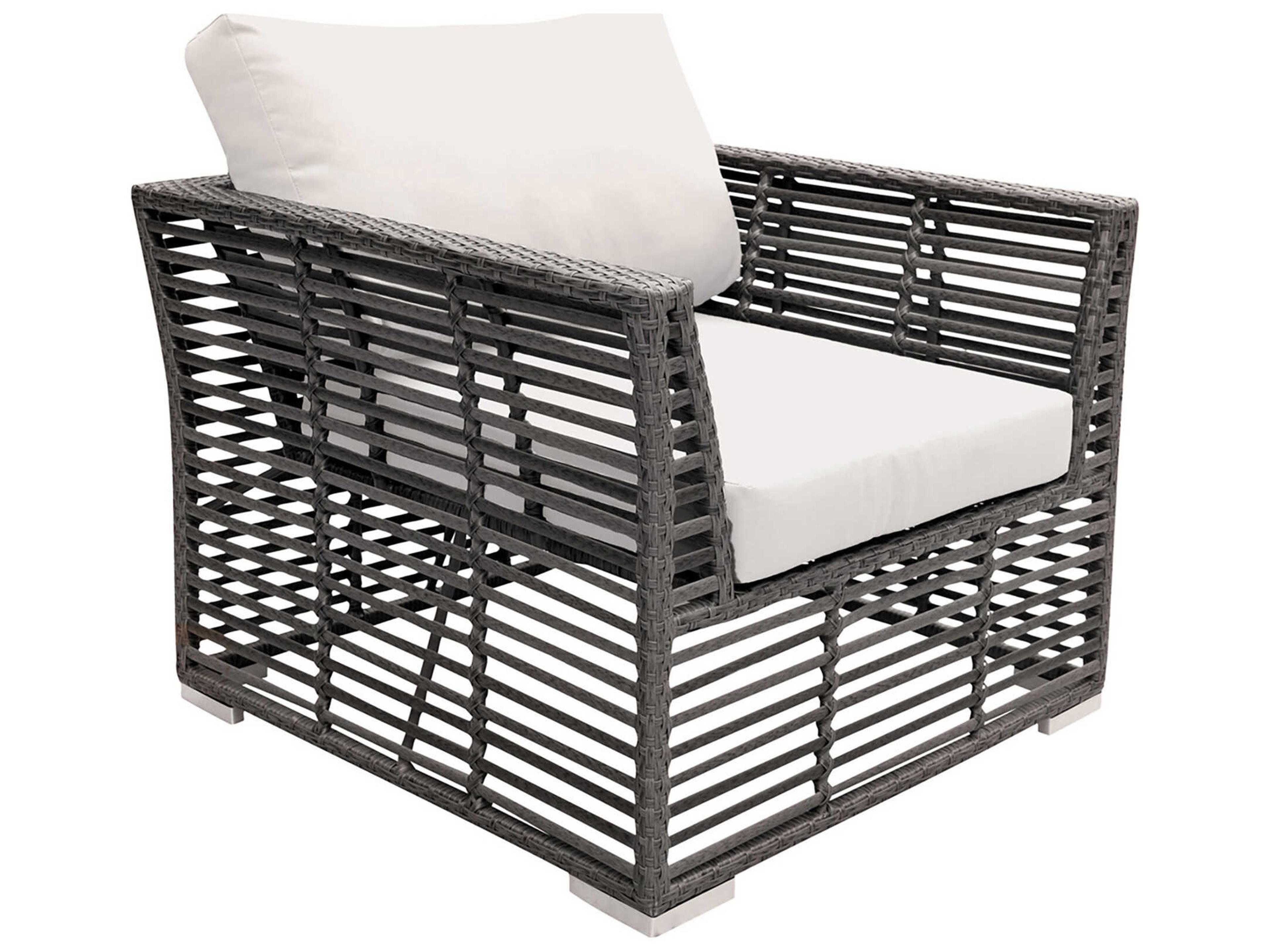 Graphite Wicker Cushion Outdoor Lounge Chair