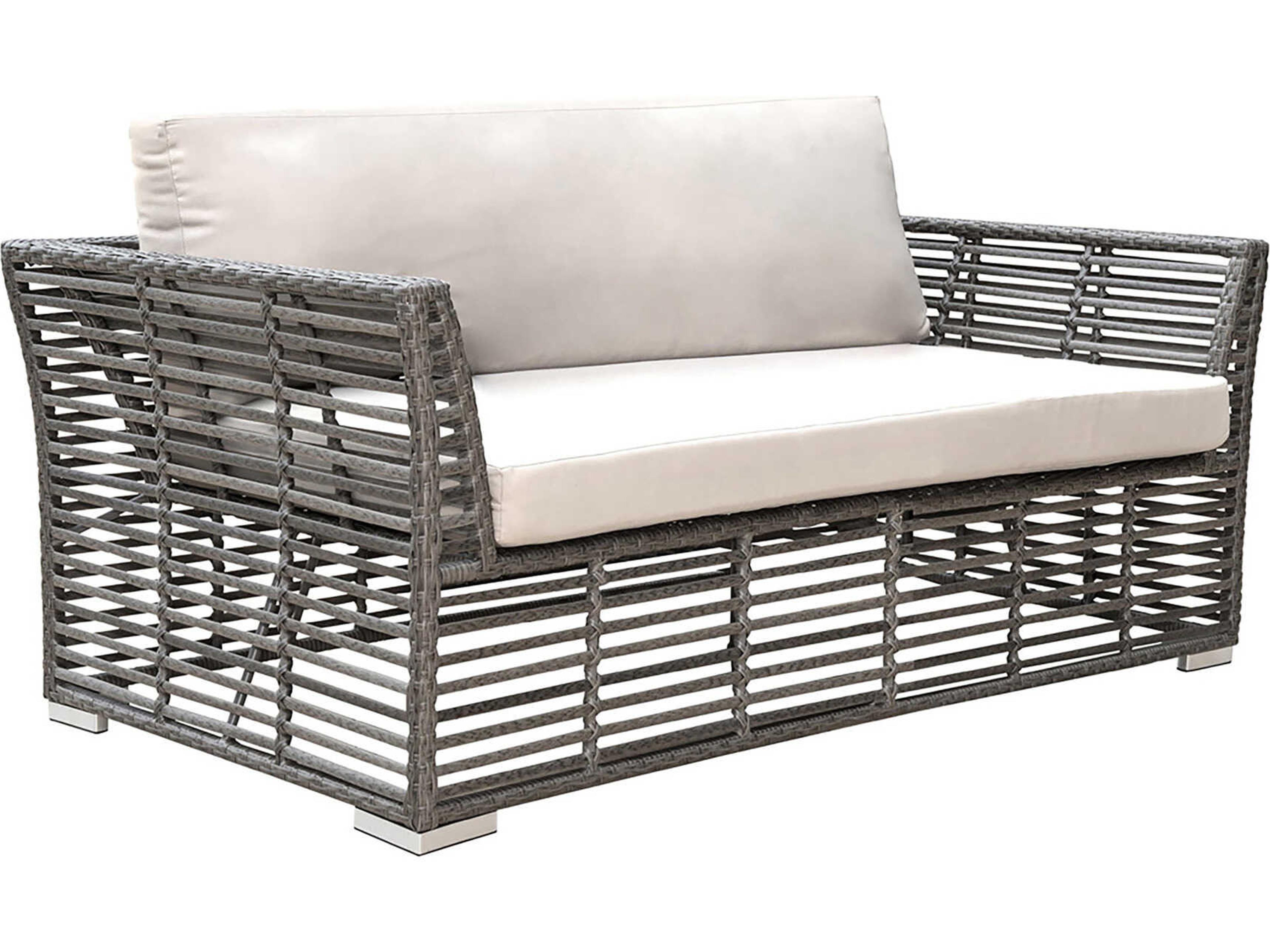 Graphite Wicker Cushion Patio Loveseat