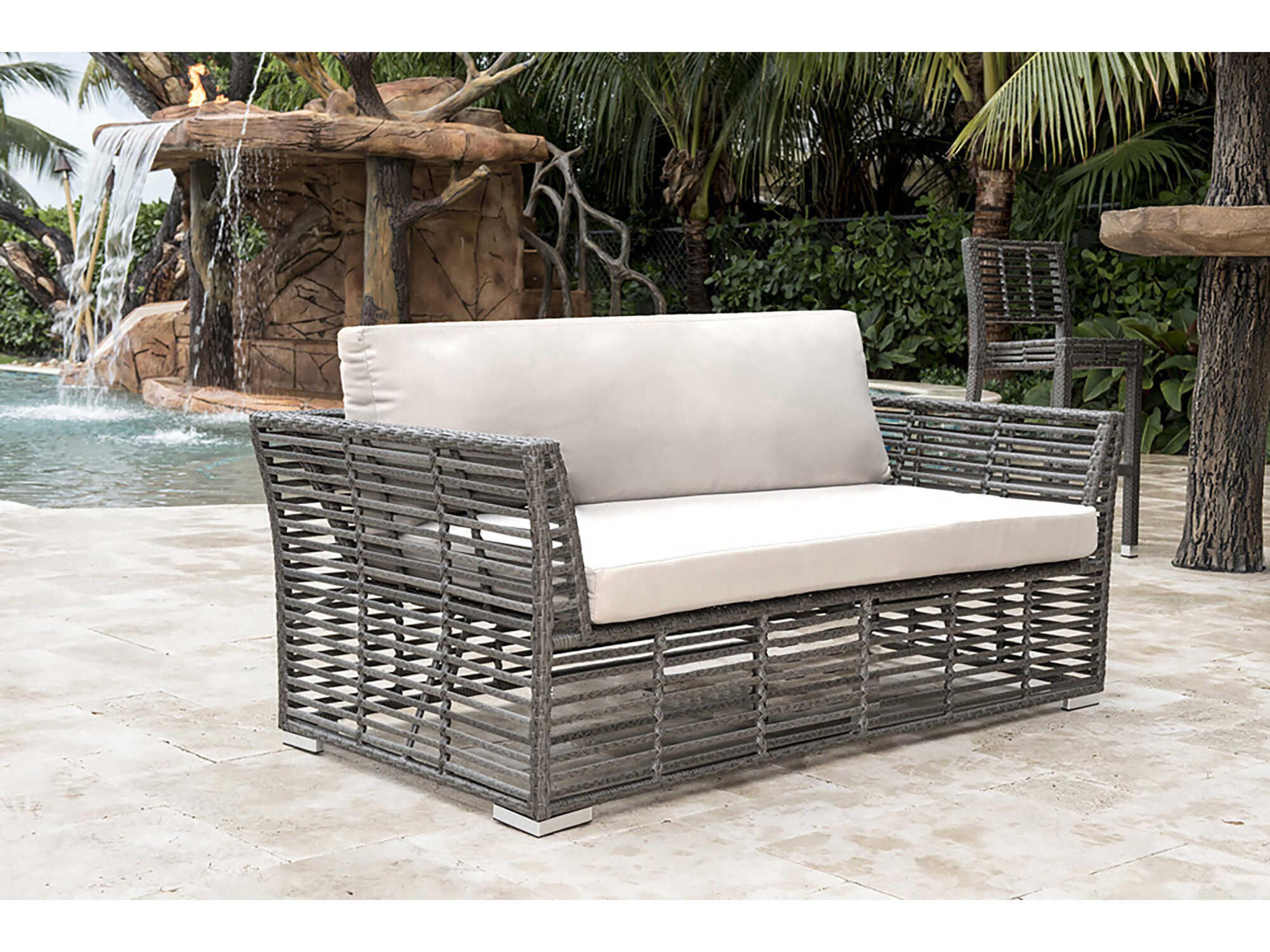Panama Jack Graphite Wicker Cushion Patio Loveseat