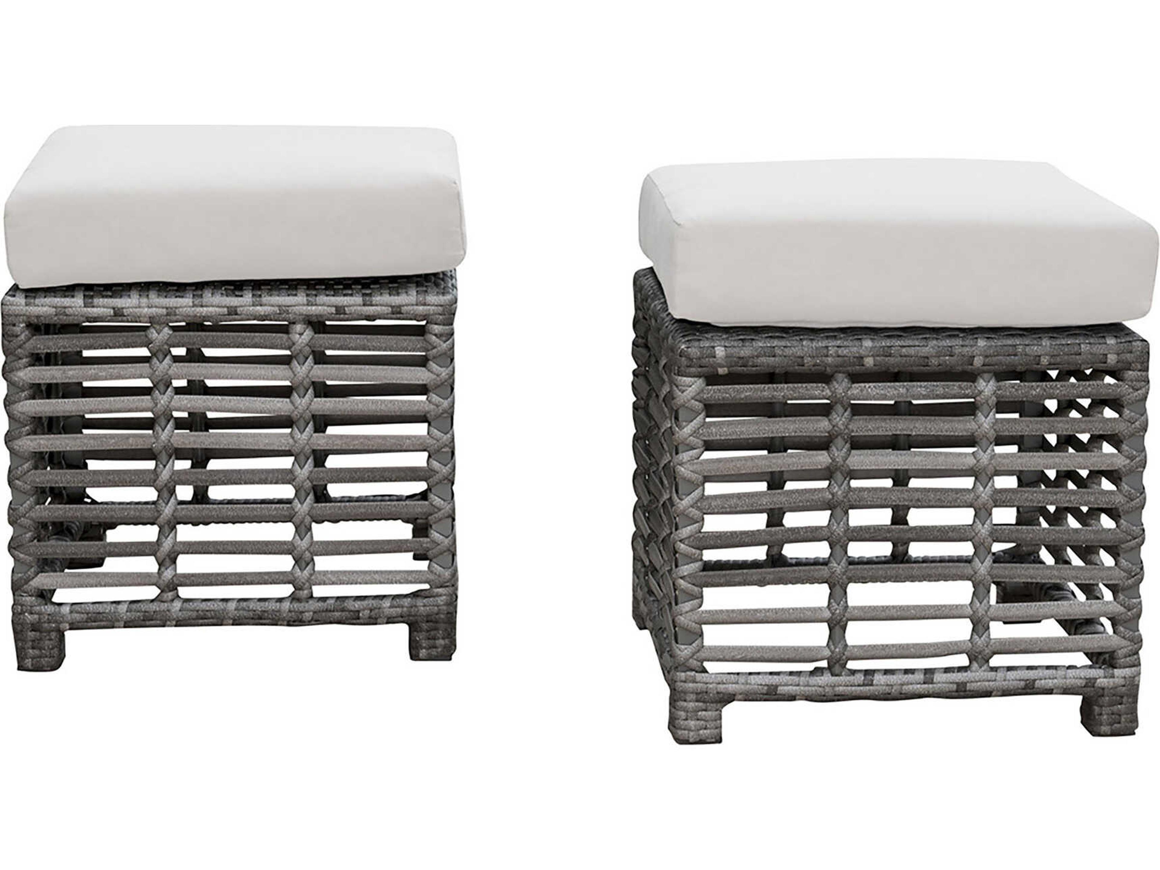 Graphite Wicker Cushion Outdoor Patio Ottoman