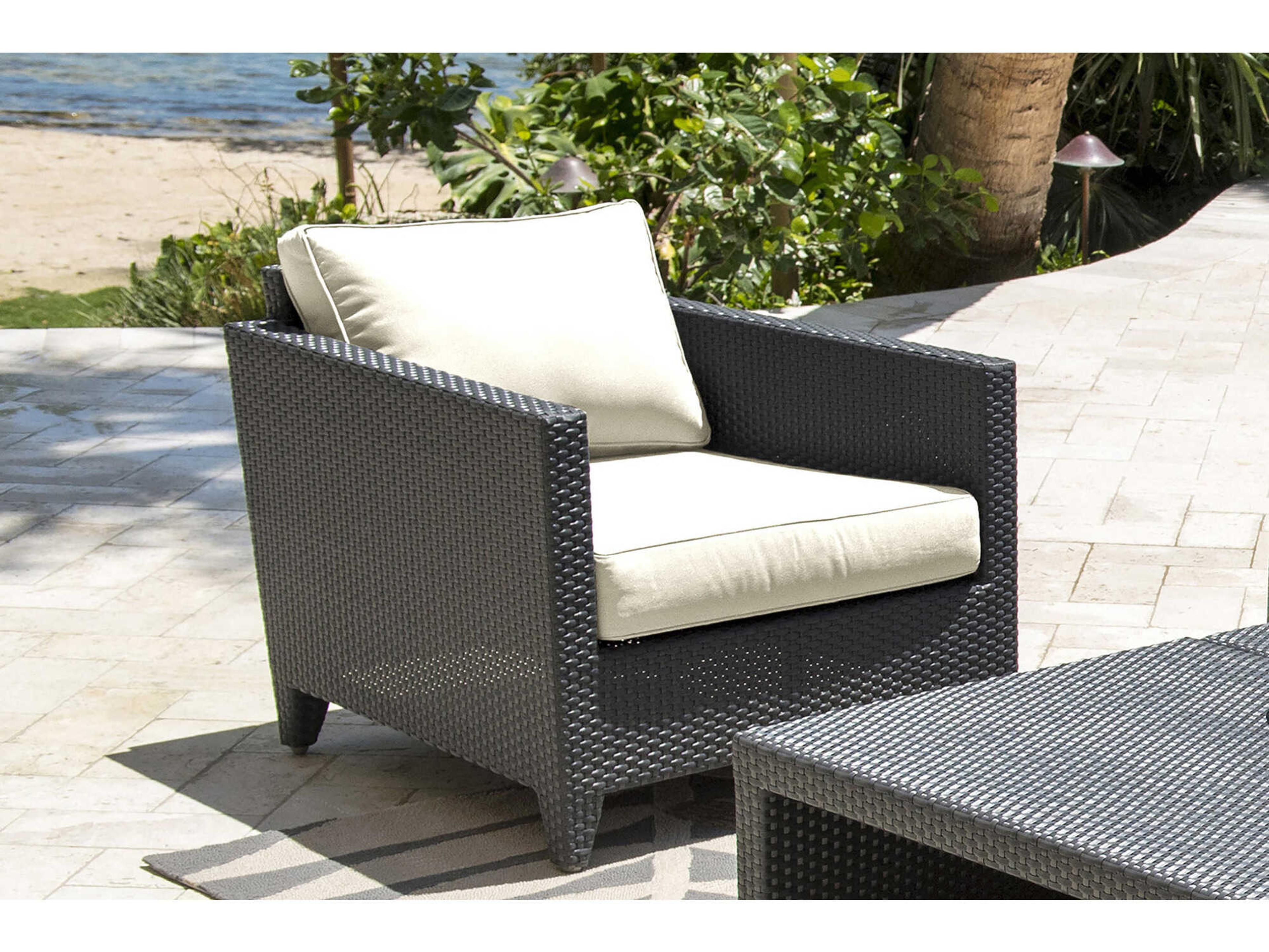 Panama Jack Onyx Wicker Cushion Outdoor Patio Lounge Chair