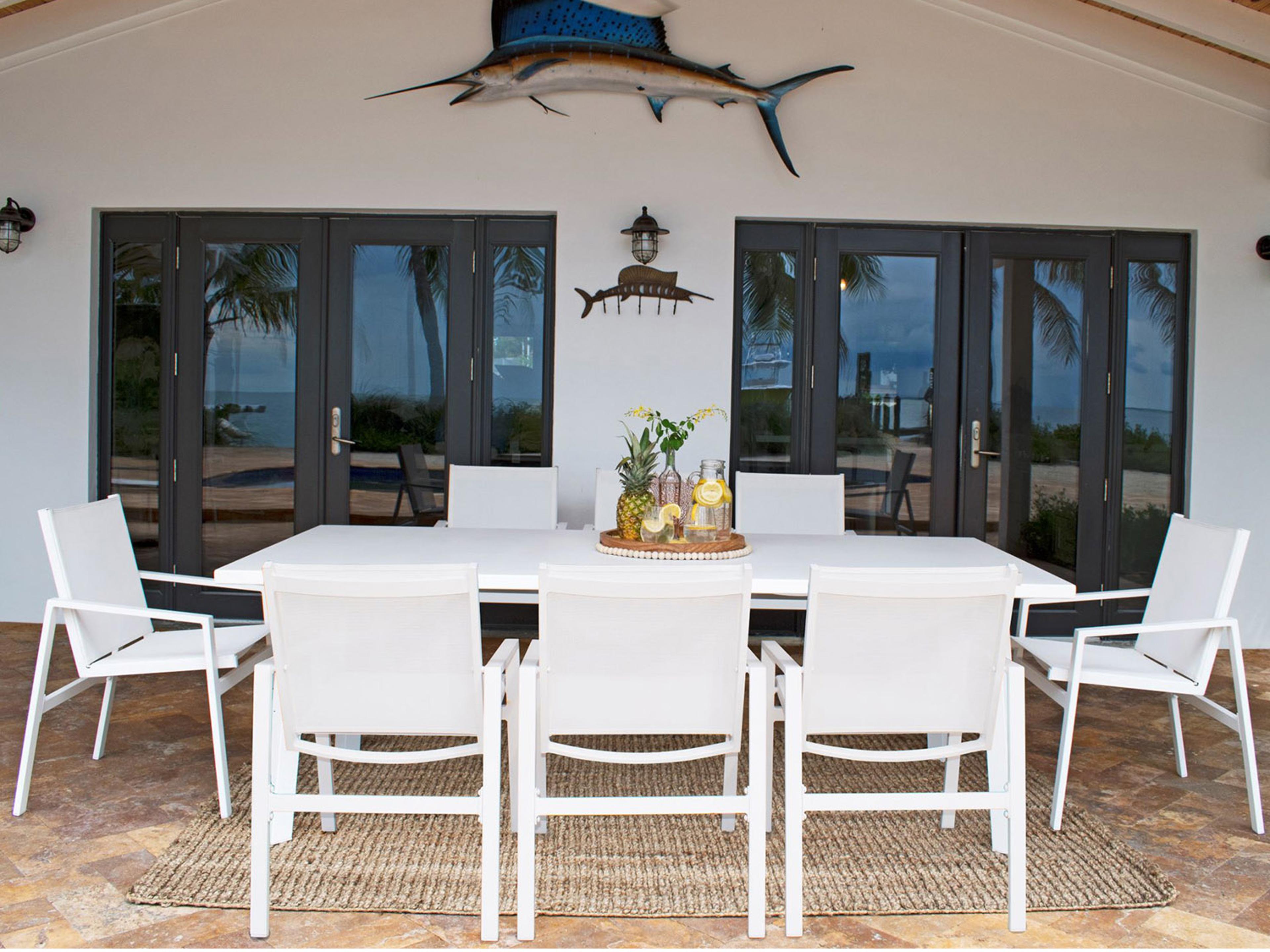 Outdoor Mykonos Aluminum Sling 9 Piece Dining Set