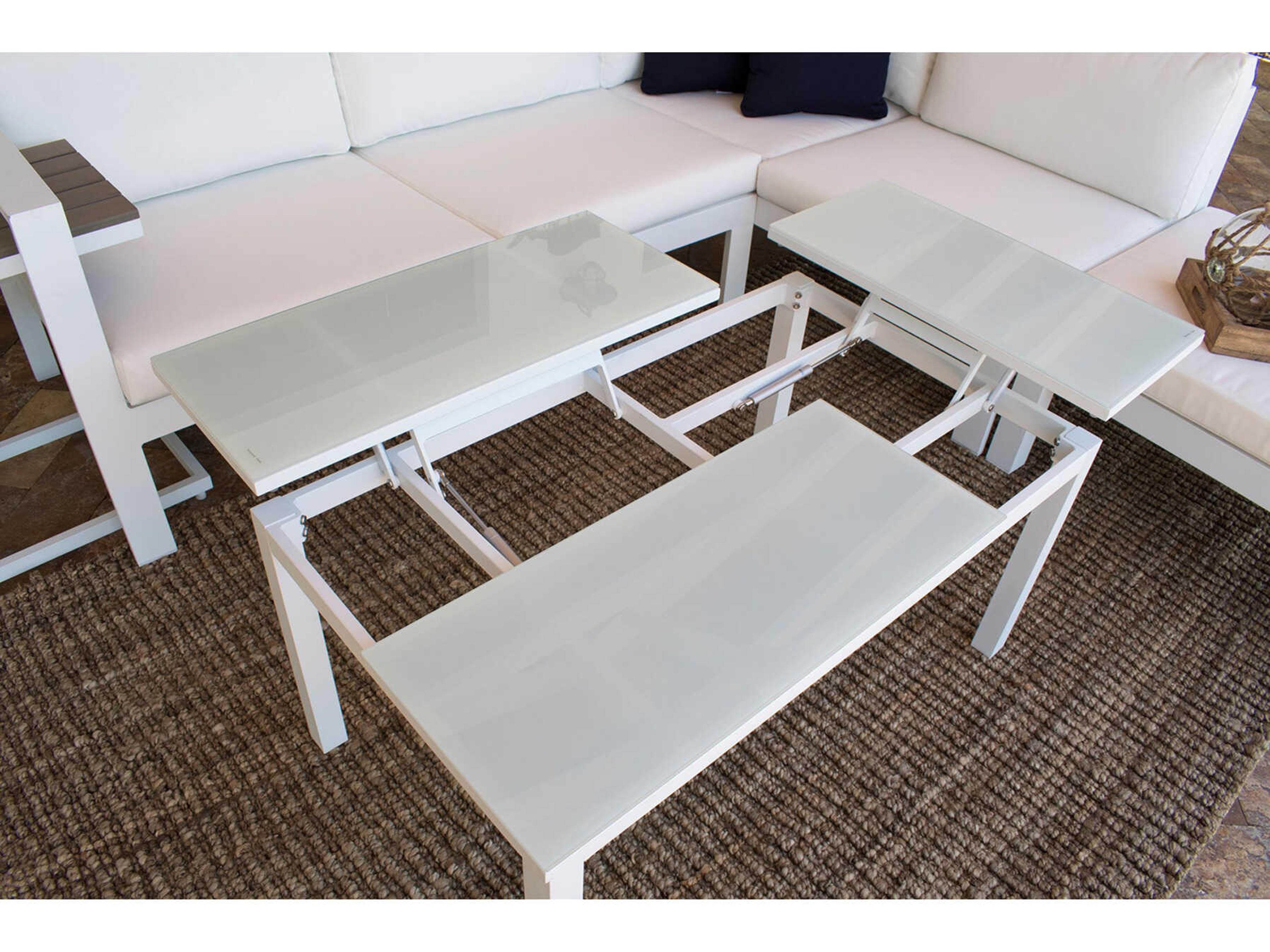 Panama Jack Outdoor Sancastle White Aluminum Cushion 5 Piece Sectional Lounge Set