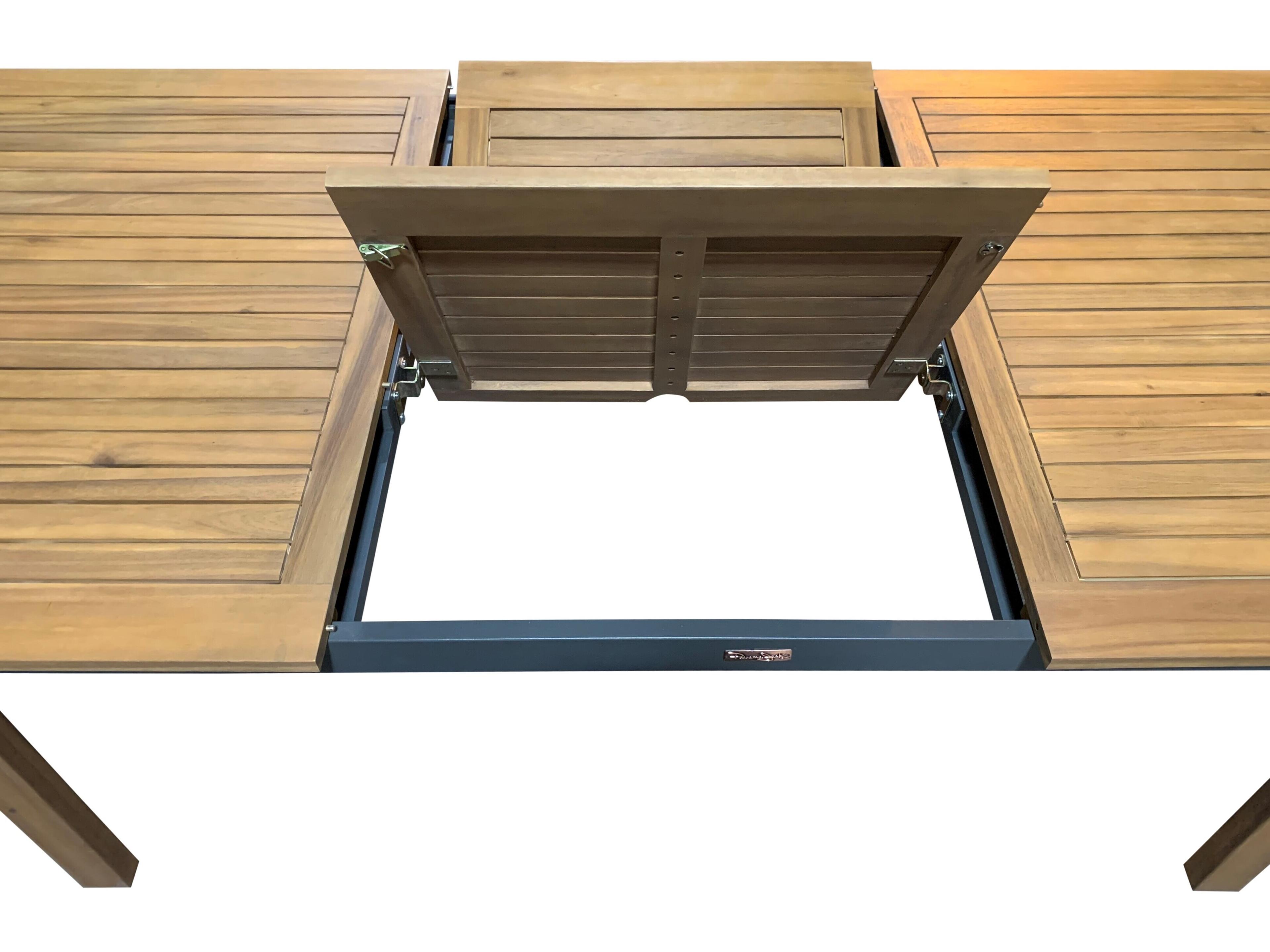 Panama Jack Outdoor Boca Grande Acacia Wood Aluminum 7 Piece Rectangular Dining Set