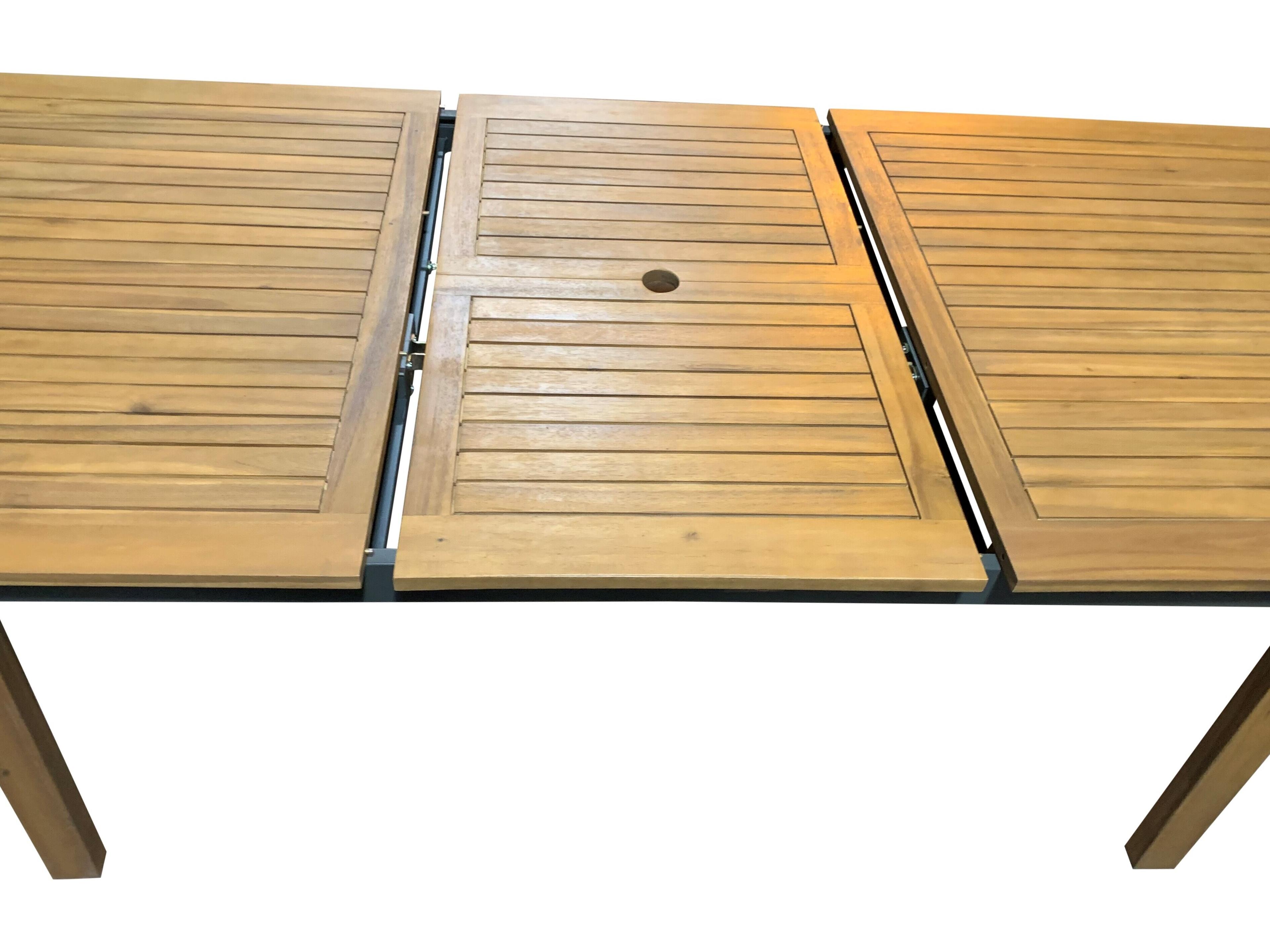 Panama Jack Outdoor Boca Grande Acacia Wood Aluminum 7 Piece Rectangular Dining Set