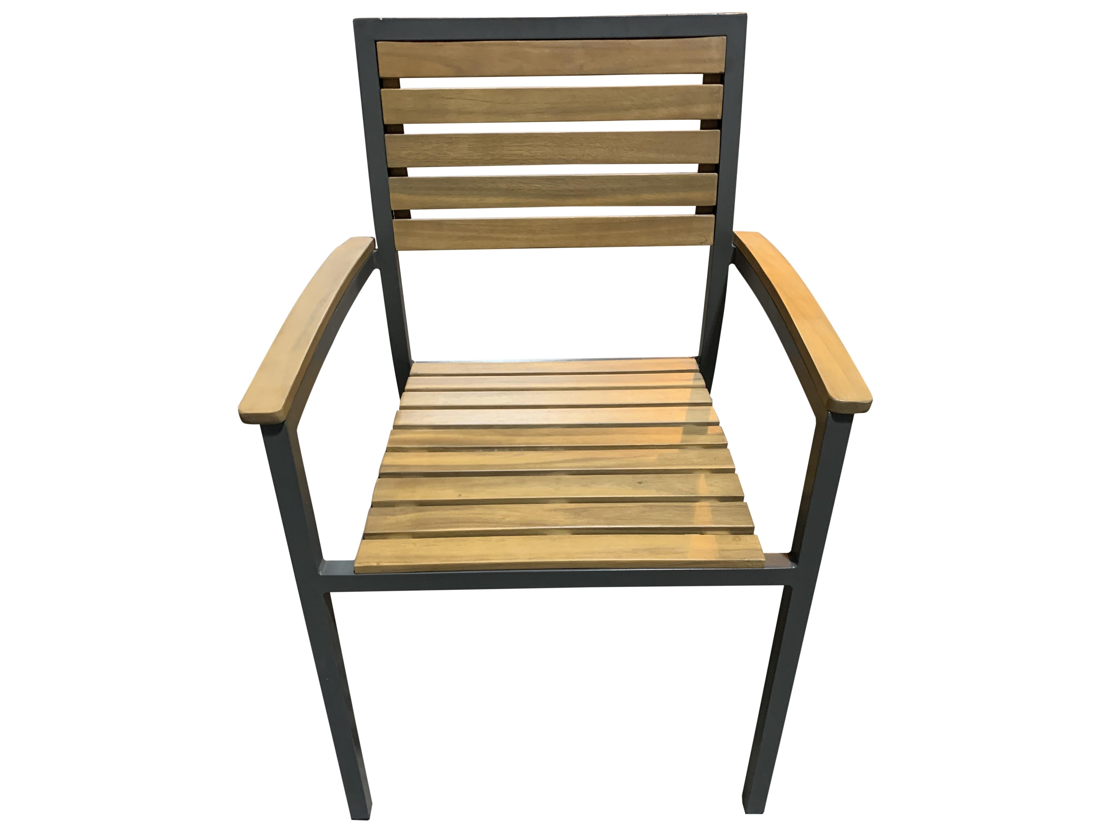 Panama Jack Outdoor Boca Grande Acacia Wood Aluminum Stackable Dining Arm Chair