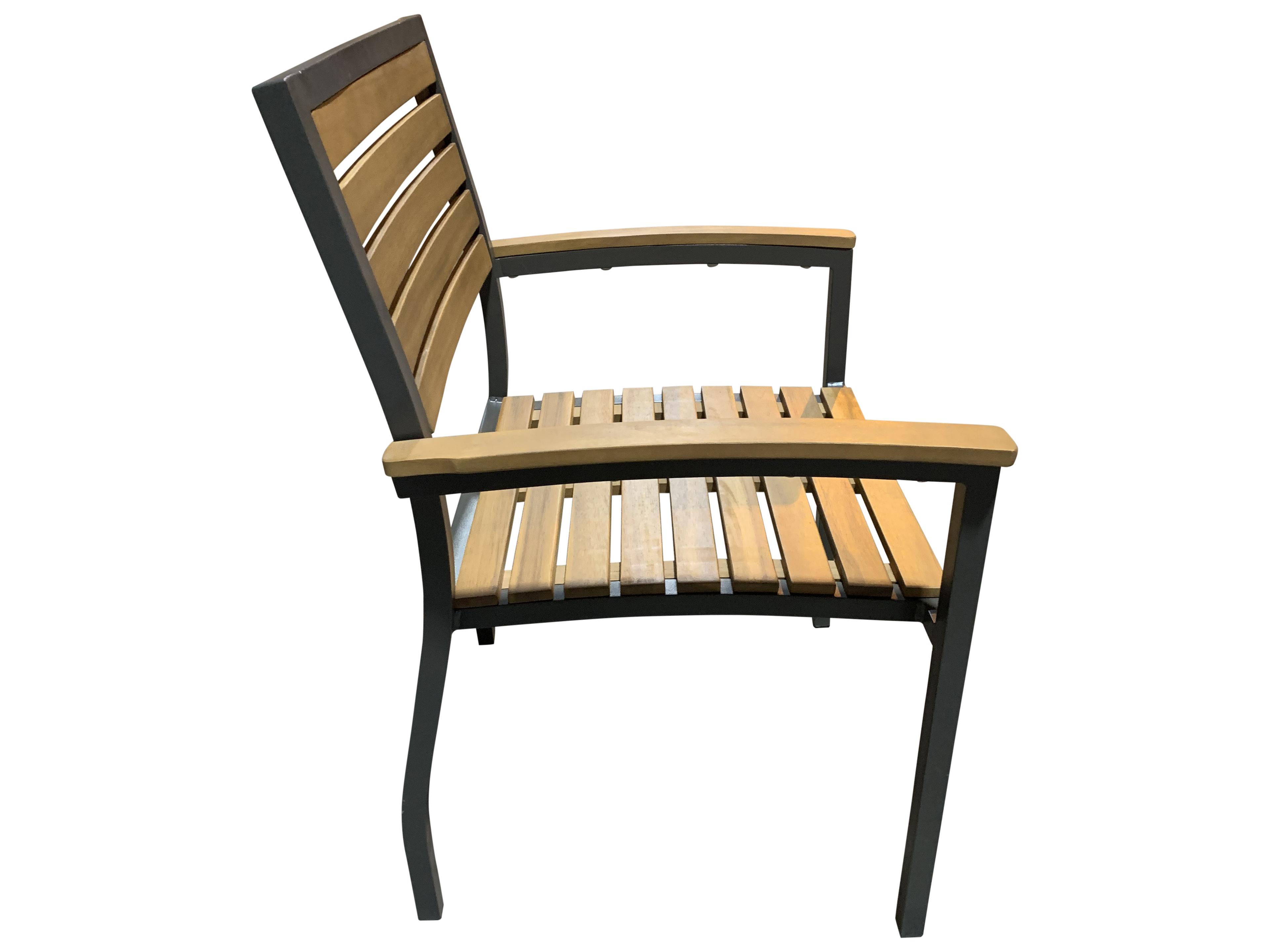 Panama Jack Outdoor Boca Grande Acacia Wood Aluminum Stackable Dining Arm Chair