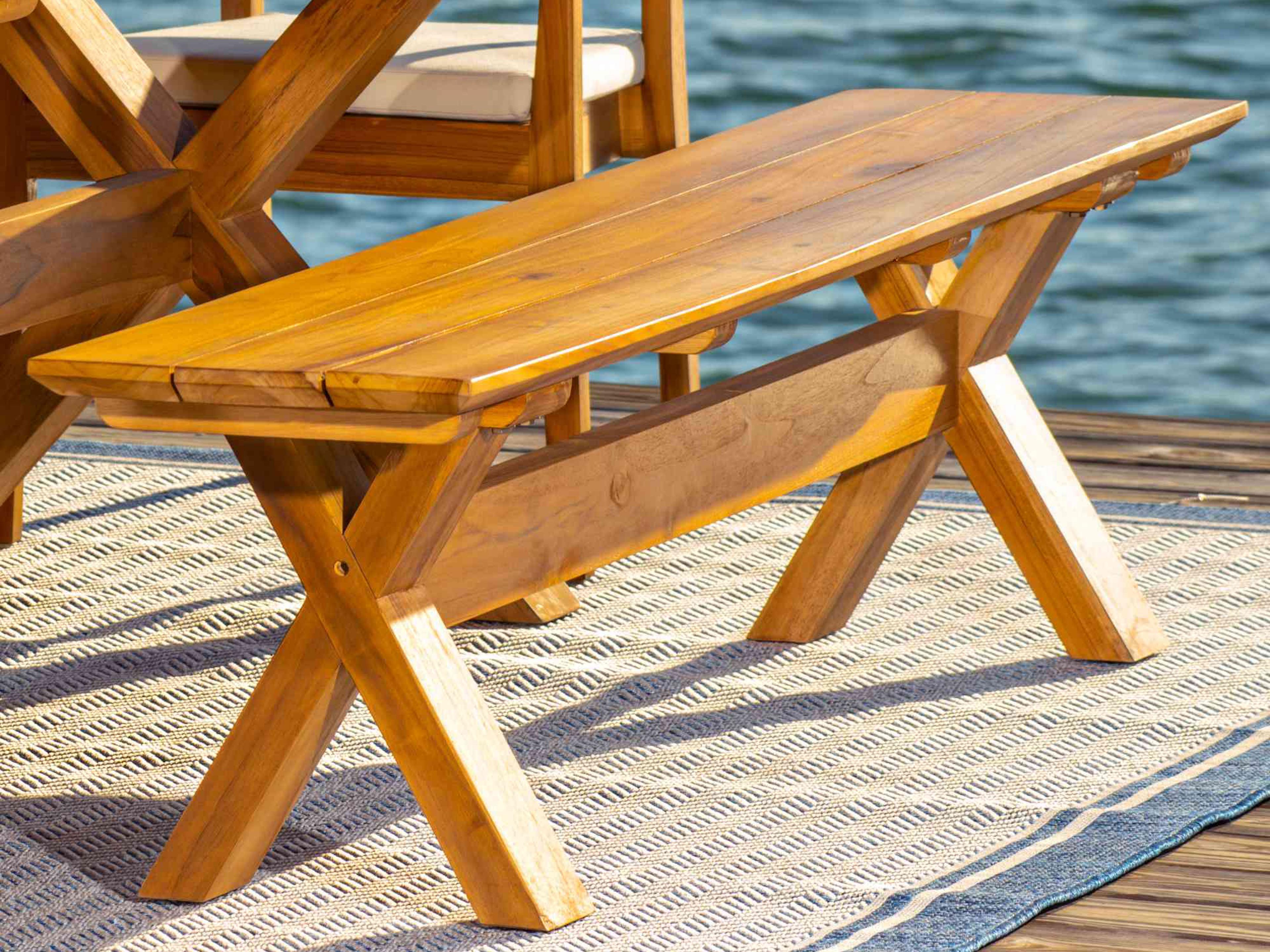 Panama Jack Bali Teak 7-Piece Rectangular Dining Table with Bench