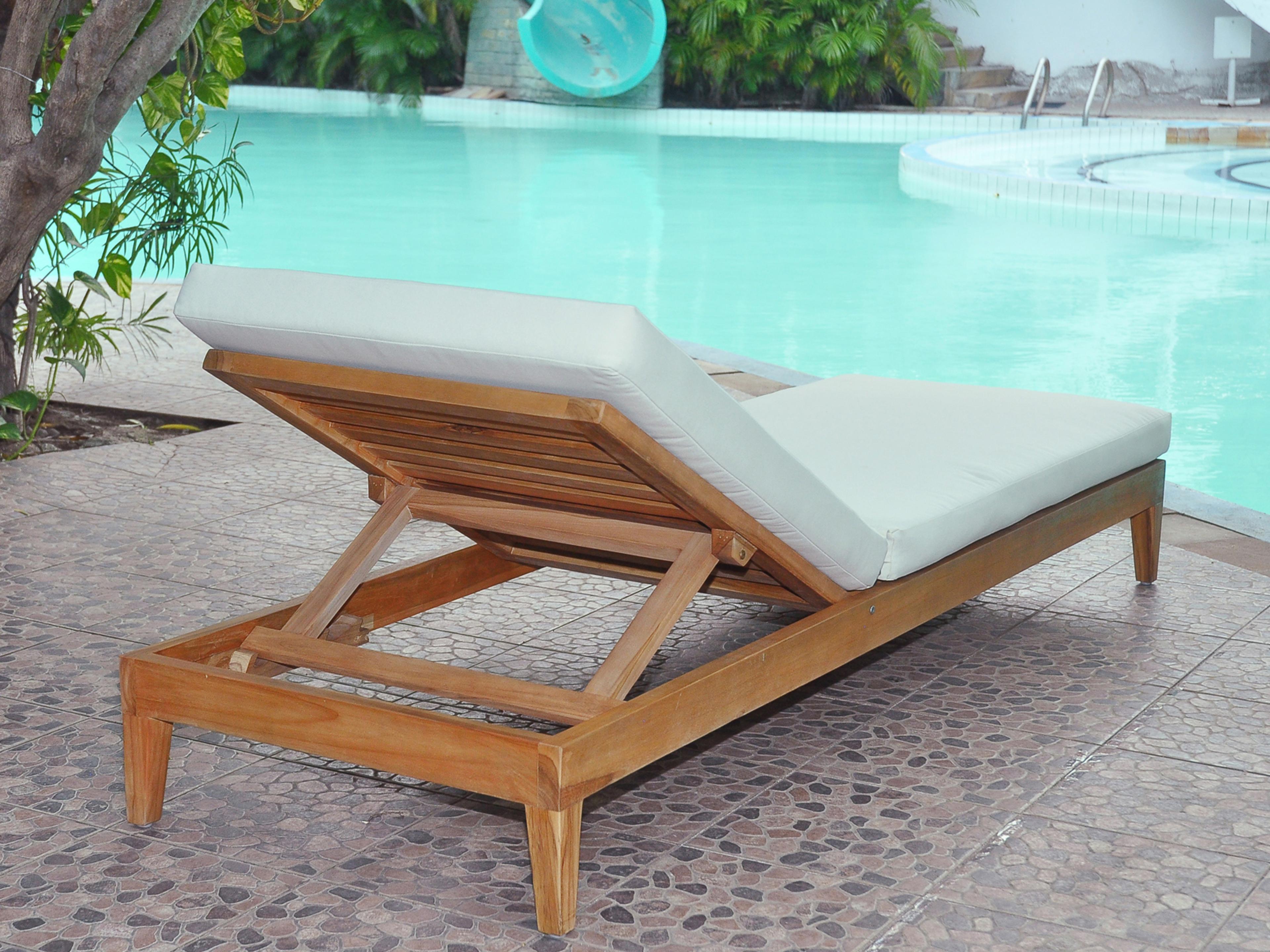 Panama Jack Outdoor Bali Teak Cushion Chaise Lounge
