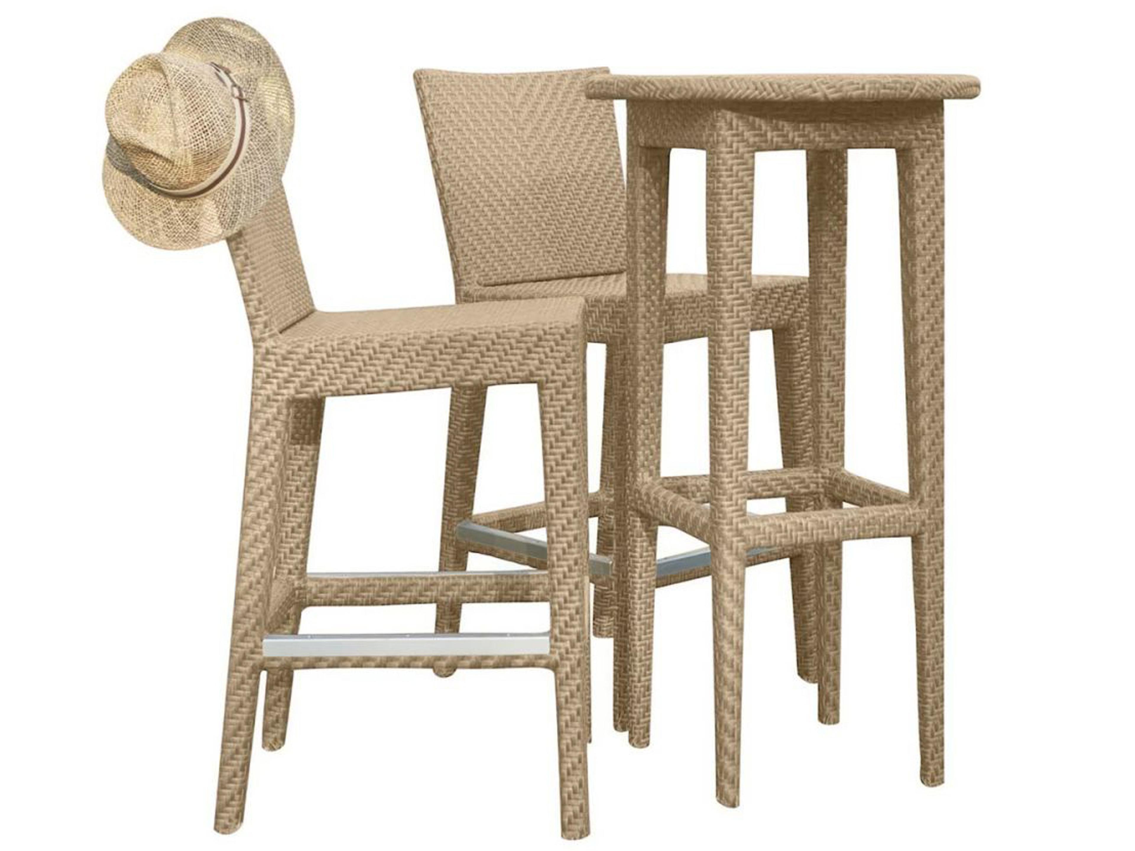Outdoor Austin Aluminum Wicker Honey 3 Piece Bar Set